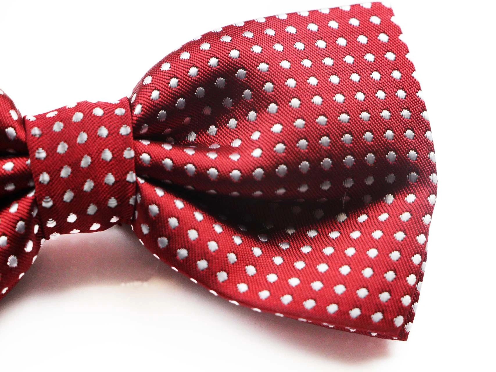 3 Zasel Mens Red Plain Coloured Bow Tie With White Polka Dots - Red, 3 of 5