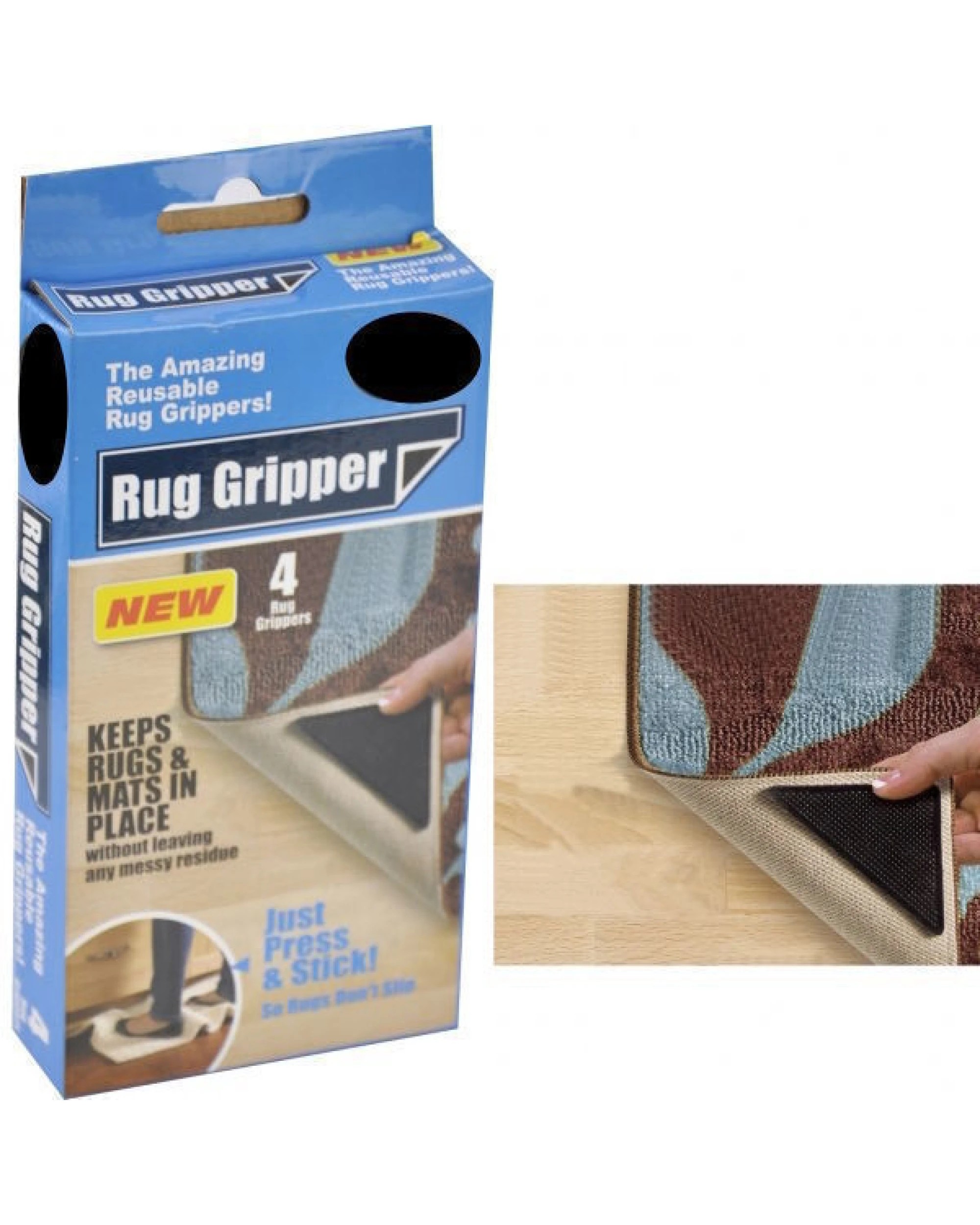 6 Br Home 8x Rug Grippers Non Slip Reusable Carpet Mat Gripper Anti Skid Washable Grip, 6 of 6
