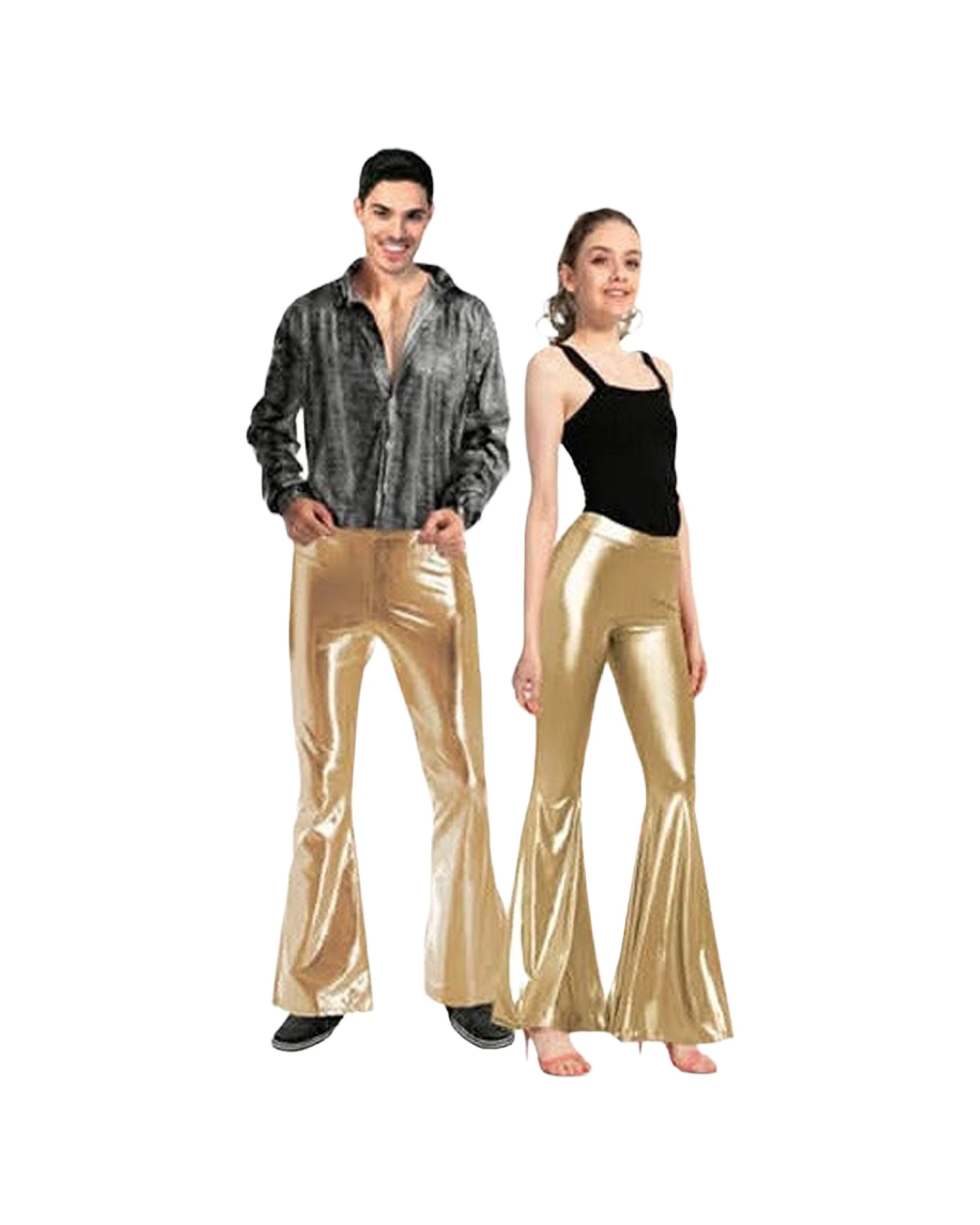 1 JD Party Adult Metallic Flare Pants One Pair Small Medium Adult Costume - Gold, 1 of 1