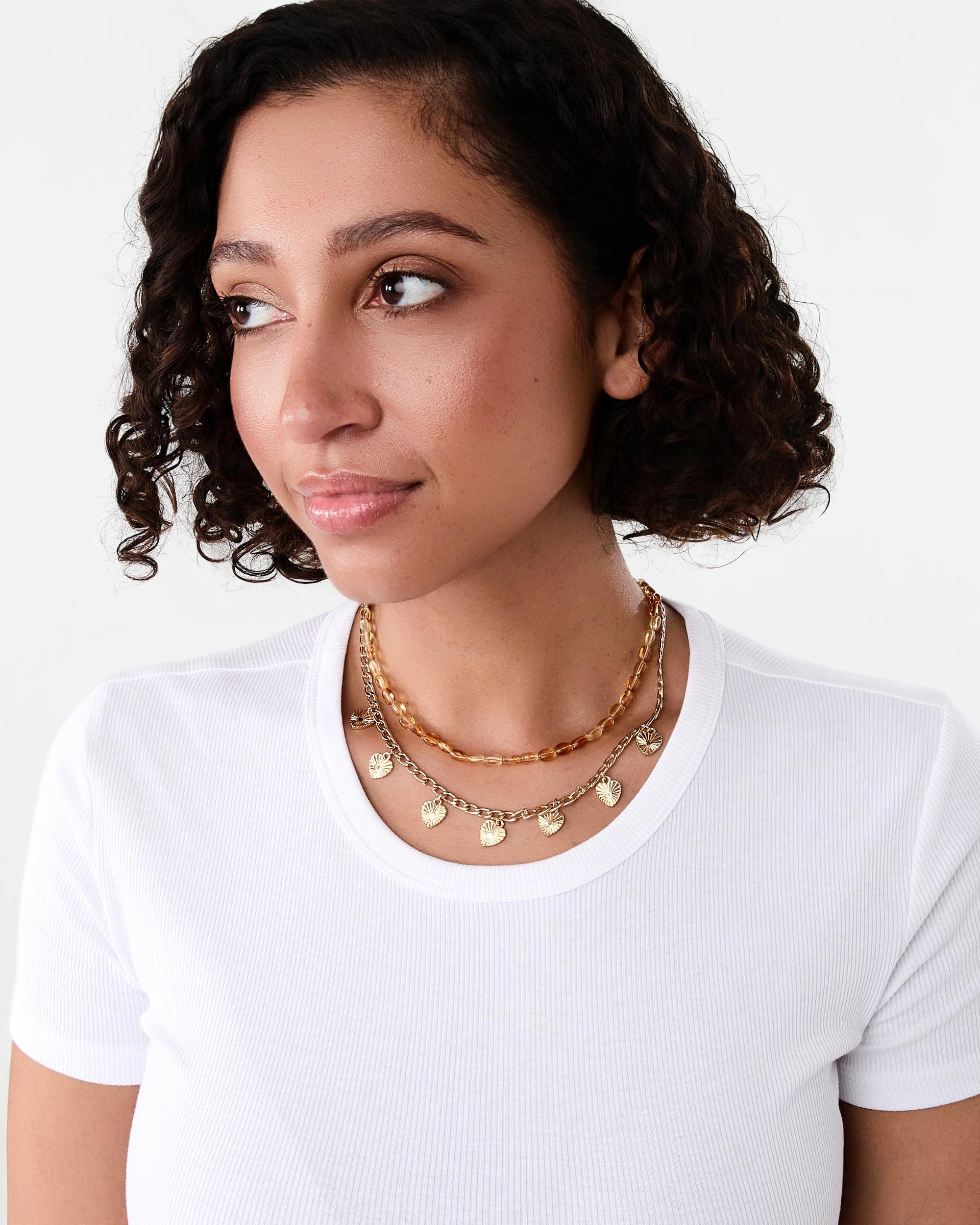 3 2 Pack Bead and Heart Necklace - Gold Tone Gold, 3 of 4