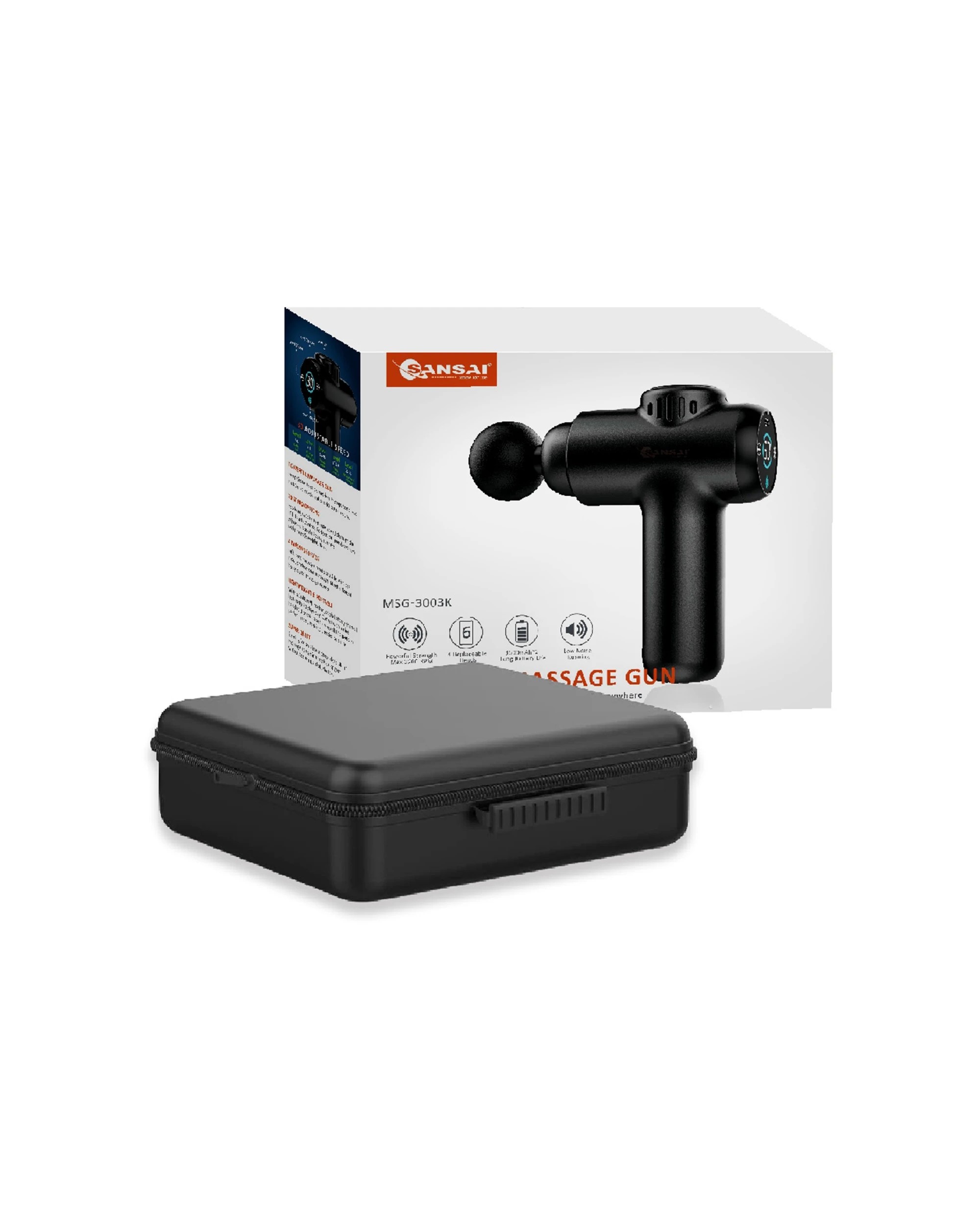 2 SANSAI Muscle Portable Massage Gun 30-Speed LCD Touch Screen 3000mAh Battery - Black, 2 of 3