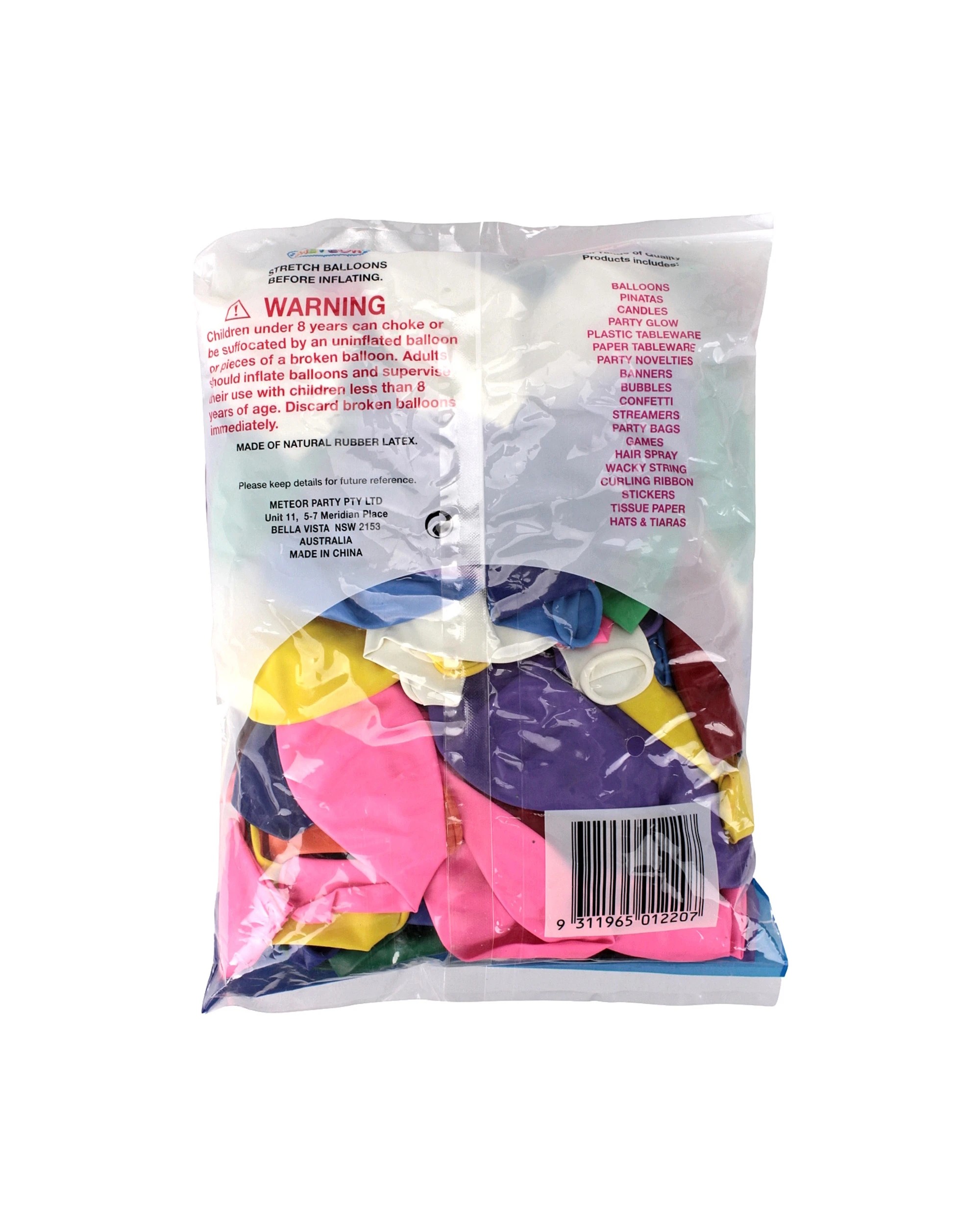 4 Meteor Mixed Bright Coloured Latex Balloons 30cm Pack of 100 - Multi, 4 of 4