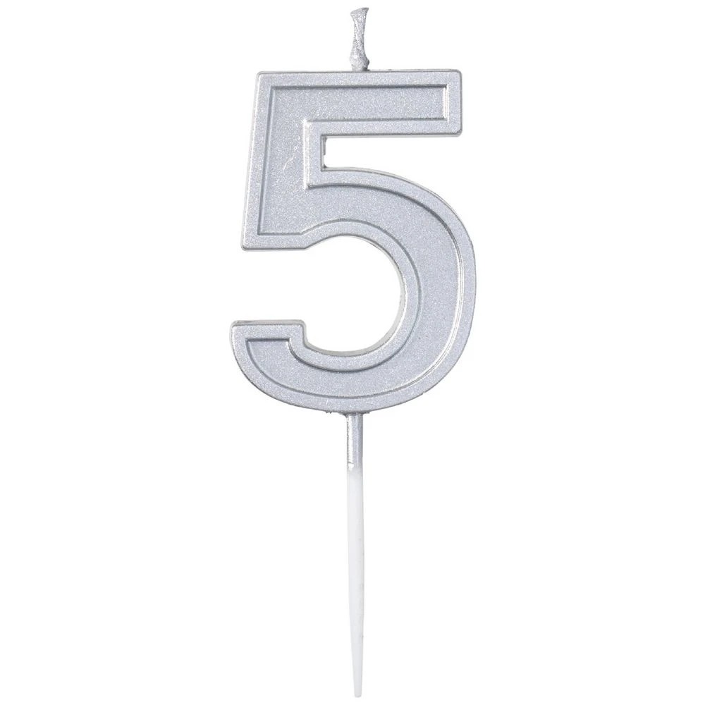 2 Otto Candle Number 5 Silver, 2 of 2