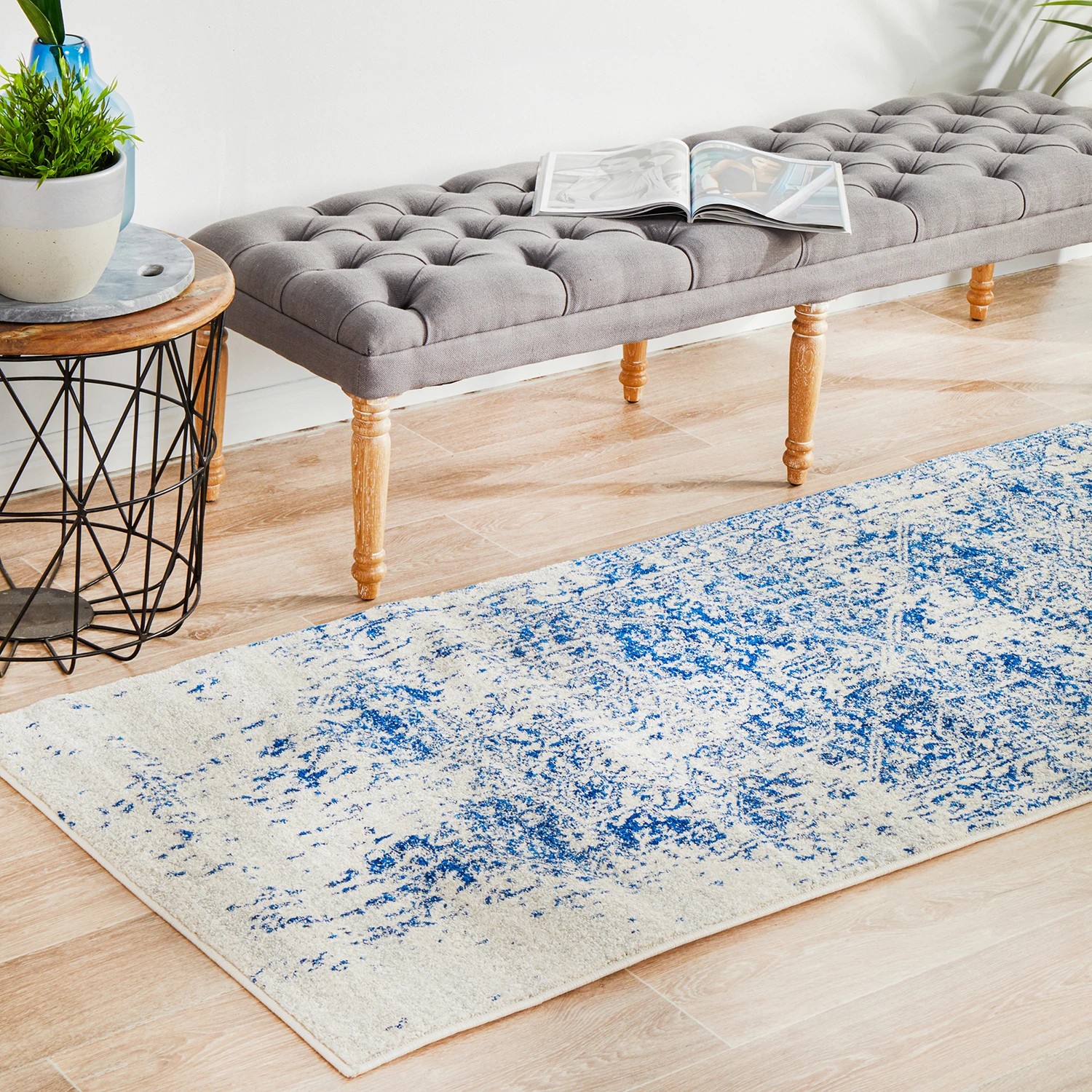 3 Common Ground Rugs Encore 253 500x80cm Runner - Extra Large Pet Friendly Rug - Blue, 3 of 7