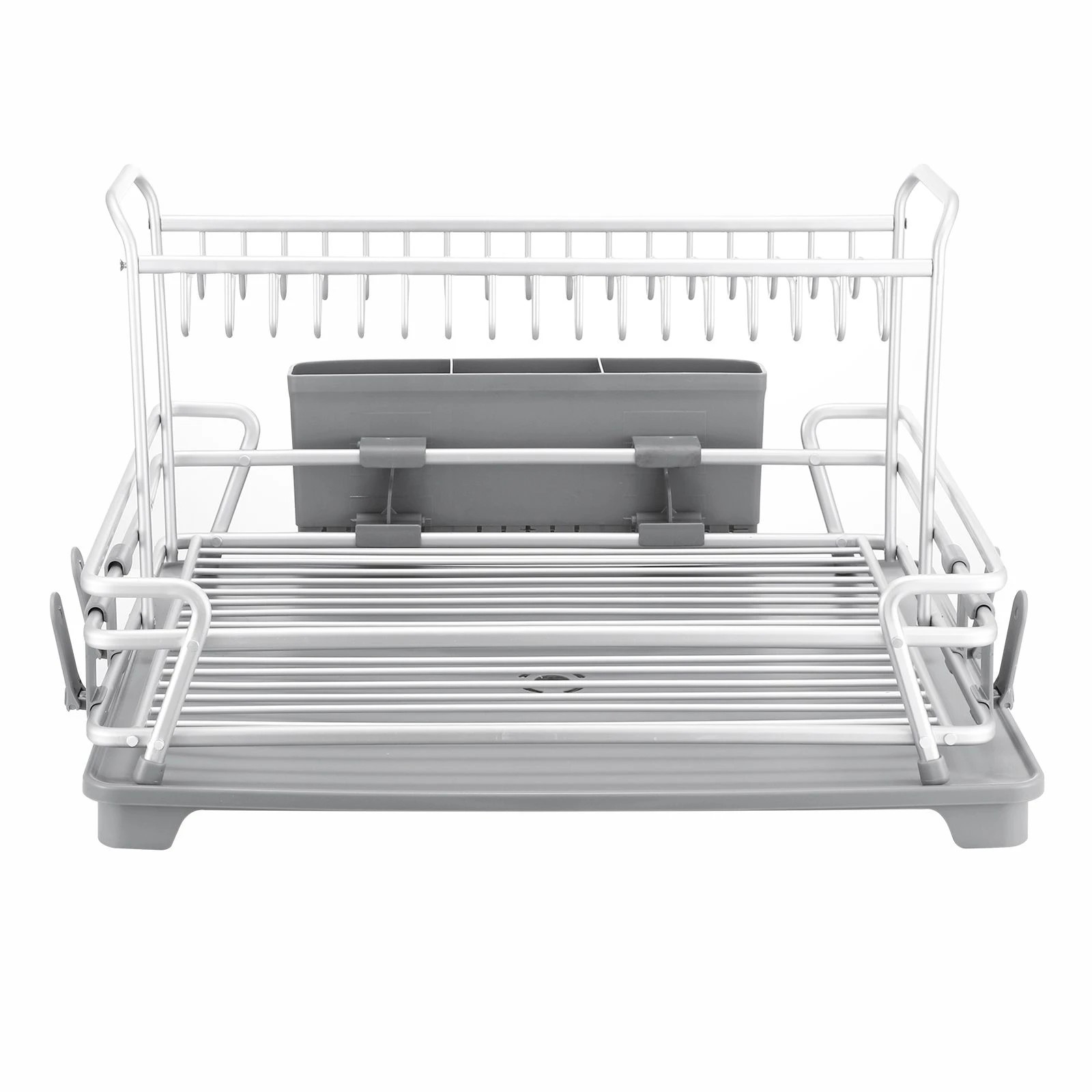 5 Ausway 2 Tier Kitchen Dish Drainer Rack with Drain Tray Countertop Organiser, 5 of 7
