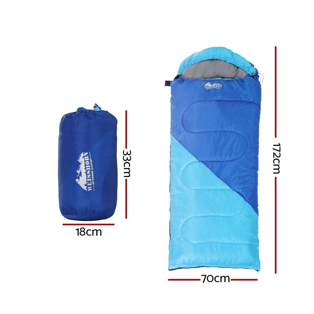 2 Weisshorn Sleeping Bag Kids Single 172cm Thermal Camping Hiking - Blue, 2 of 6