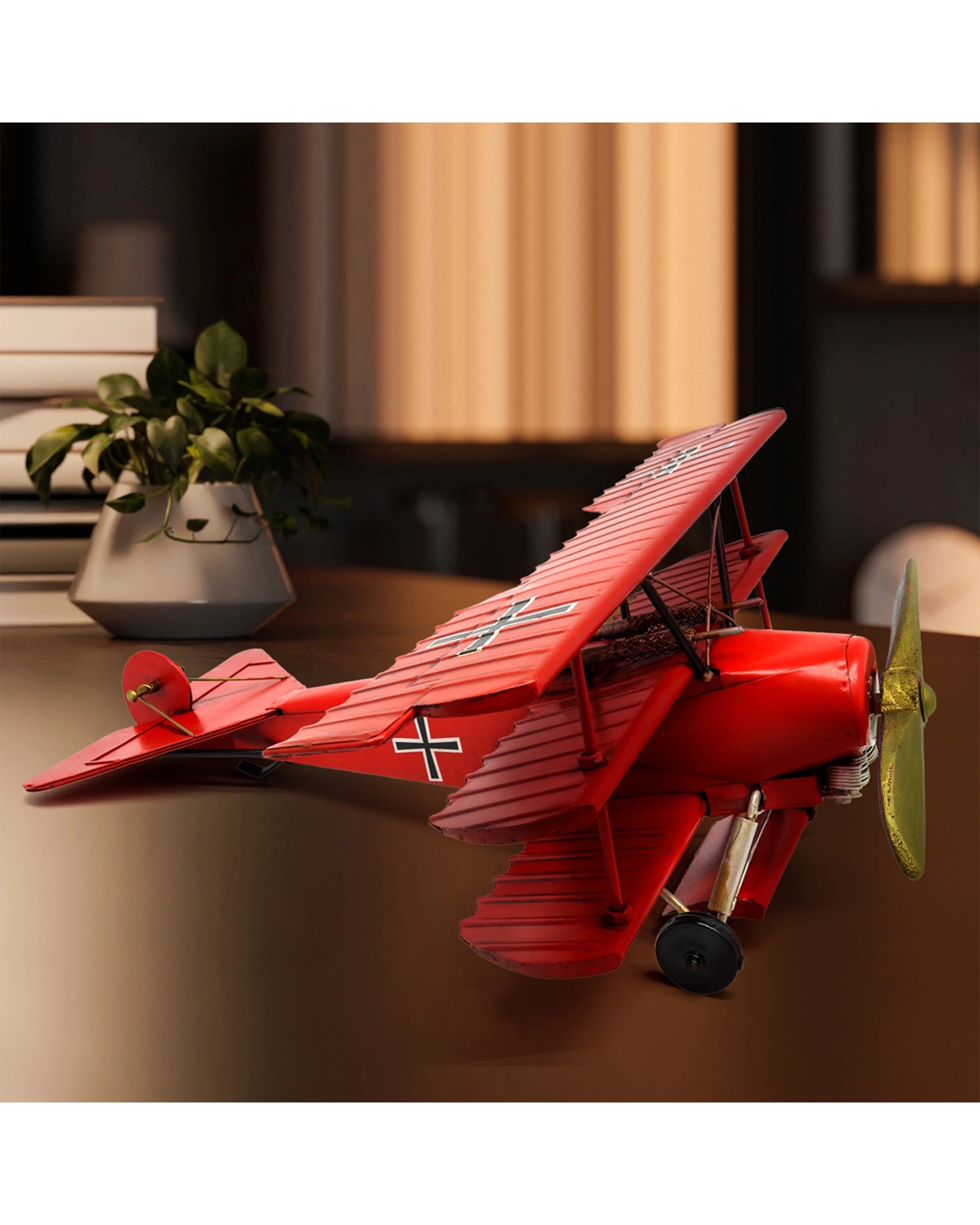 6 Boyle Metal Ornament Home Decor Collectible Baron Plane 37.5x39x14.5cm - Red, 6 of 6