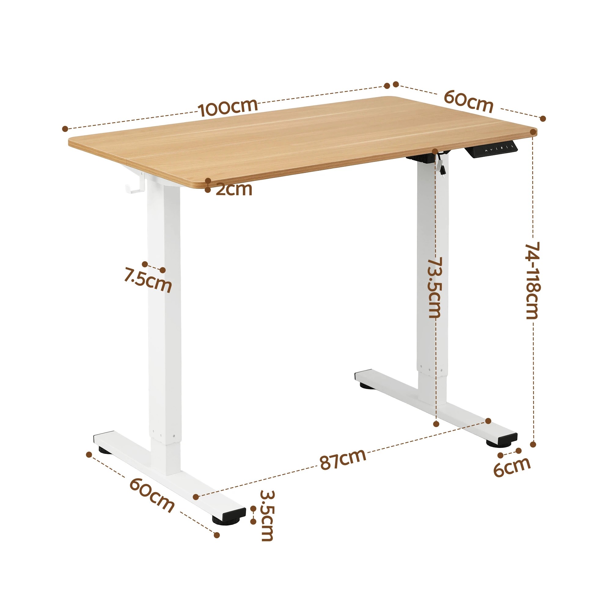 2 Artiss Standing Desk Electric Adjustable Ergonomic Office Table 100cm - Multi, 2 of 9