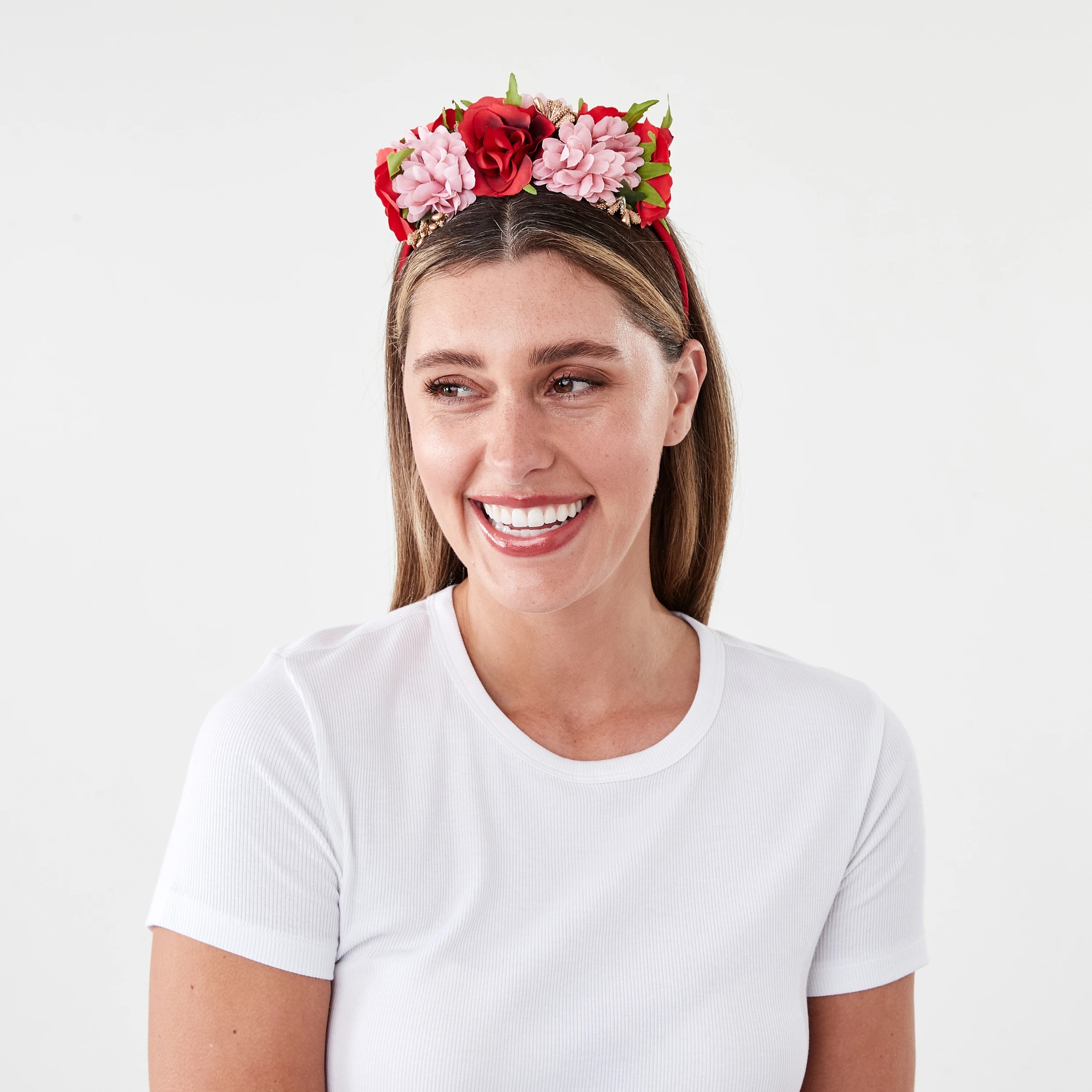 3 Christmas Floral Headband - Red, 3 of 5