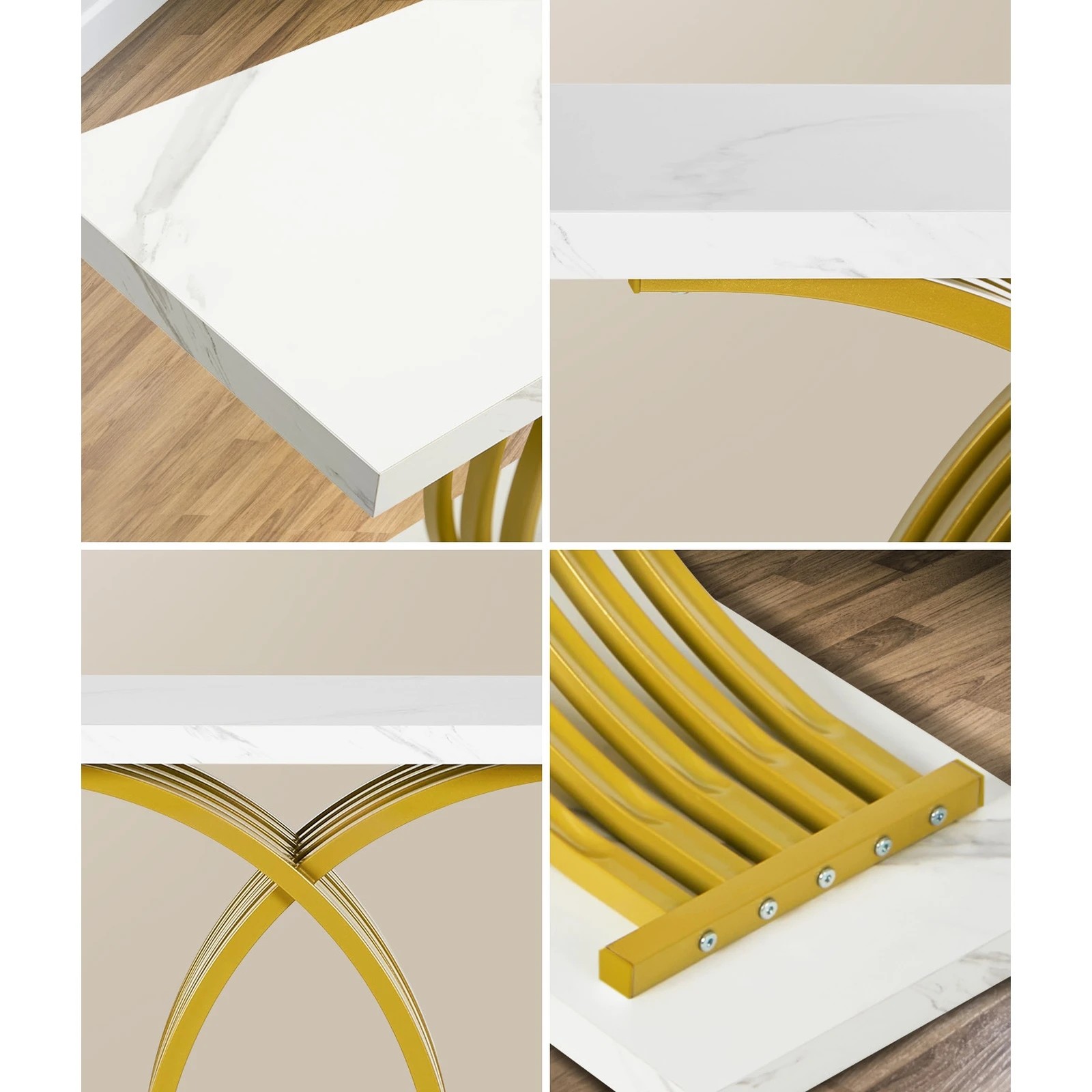 5 Oikiture Console Table Hallway Side Desk - Gold, 5 of 9