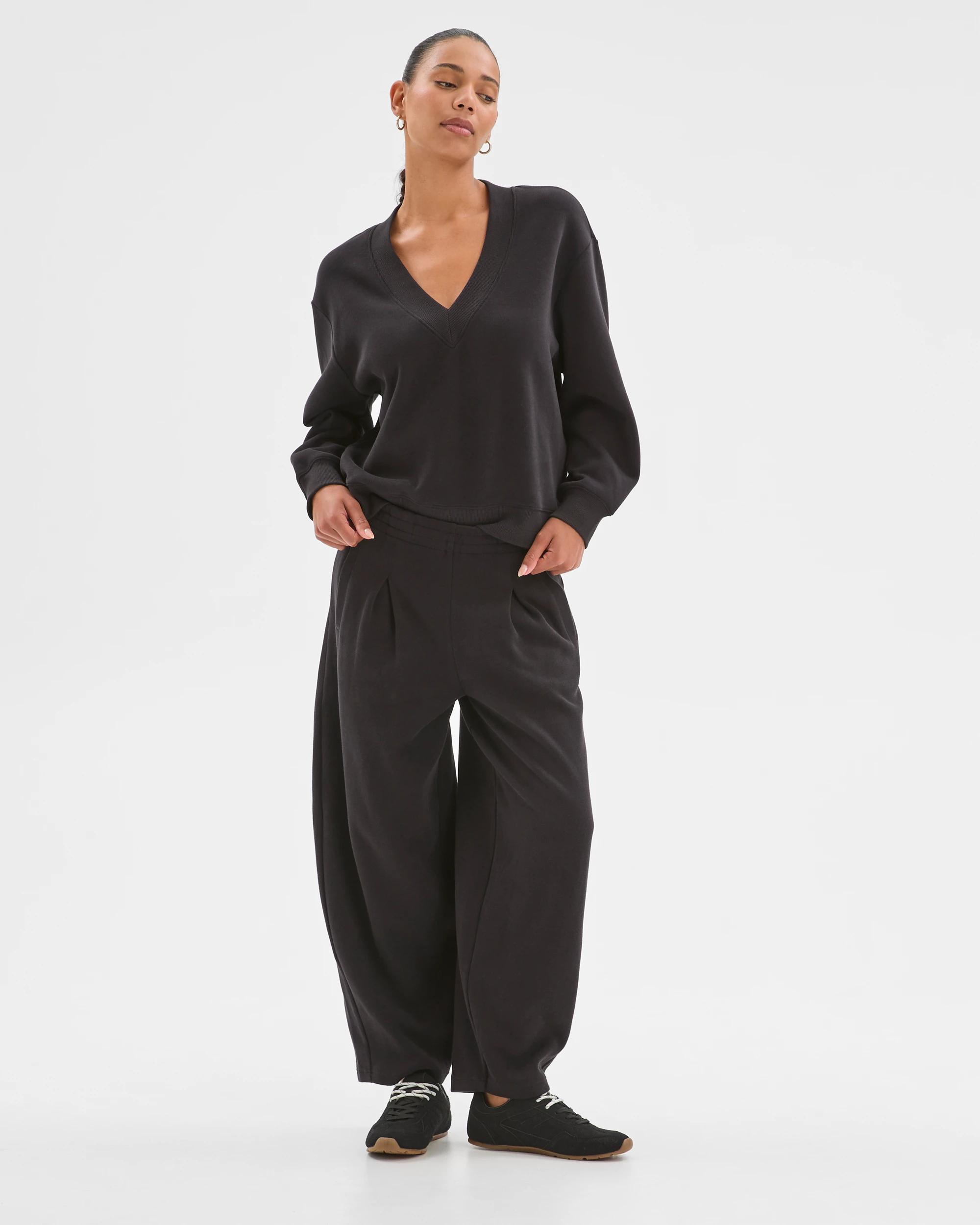 3 Target Active Active Australian Cotton Blend Sueded Rib V-Neck Jumper BLACK, 3 of 6
