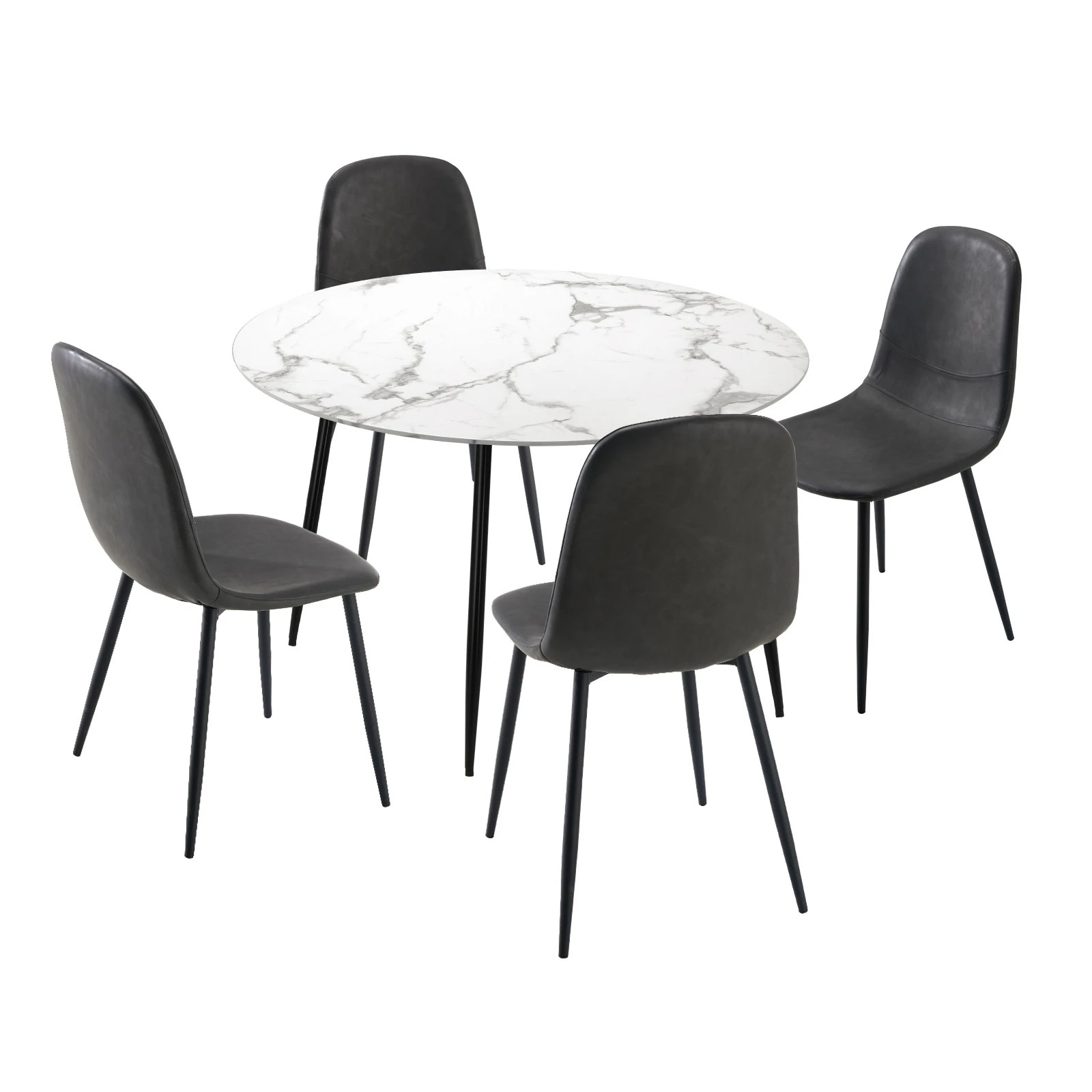 1 Oikiture 110cm Round Dining Table With 4pcs Dining Chairs Pu
 - Multi, 1 of 10