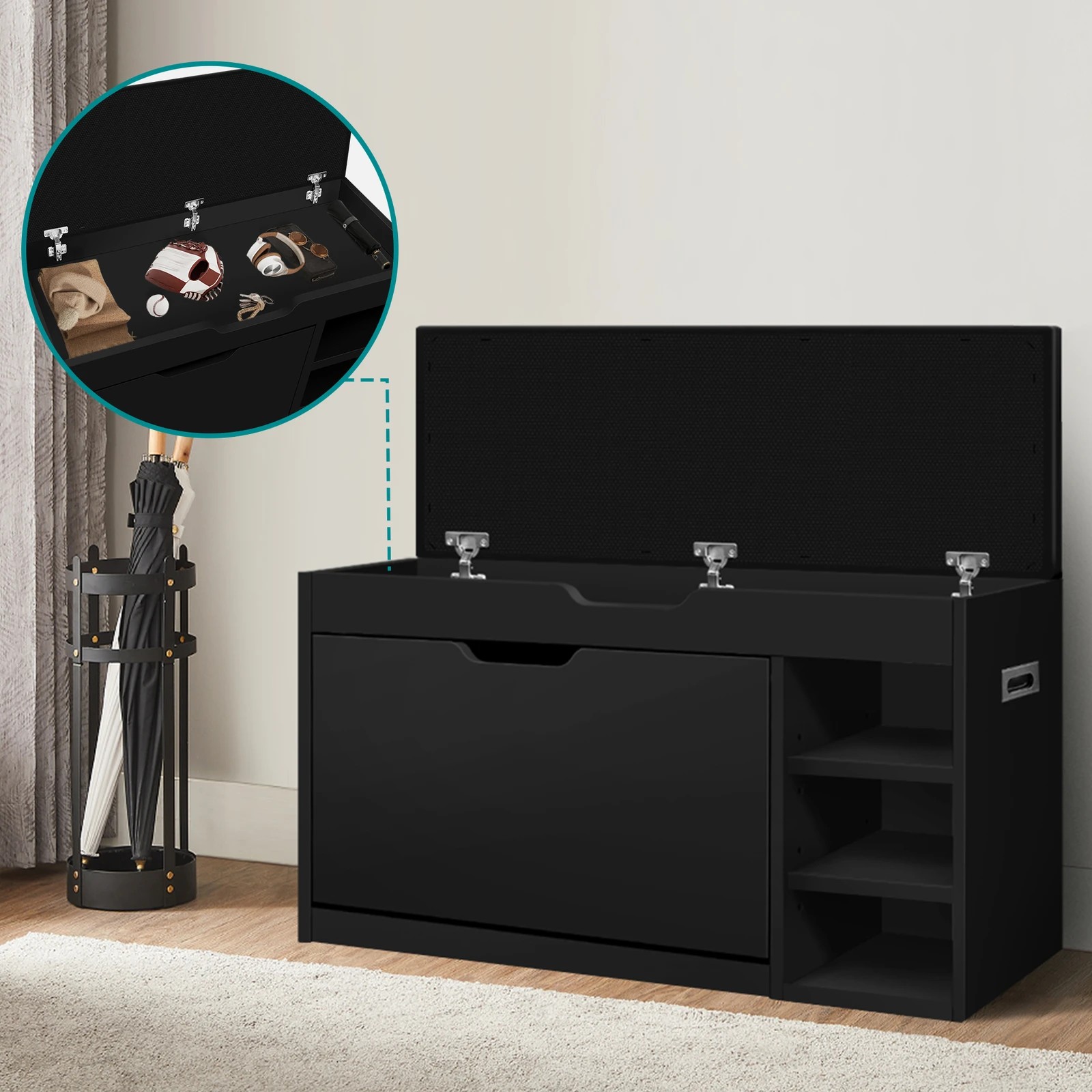 5 Alfordson Shoe Cabinet Bench Rack 18 Pairs - Black, 5 of 10