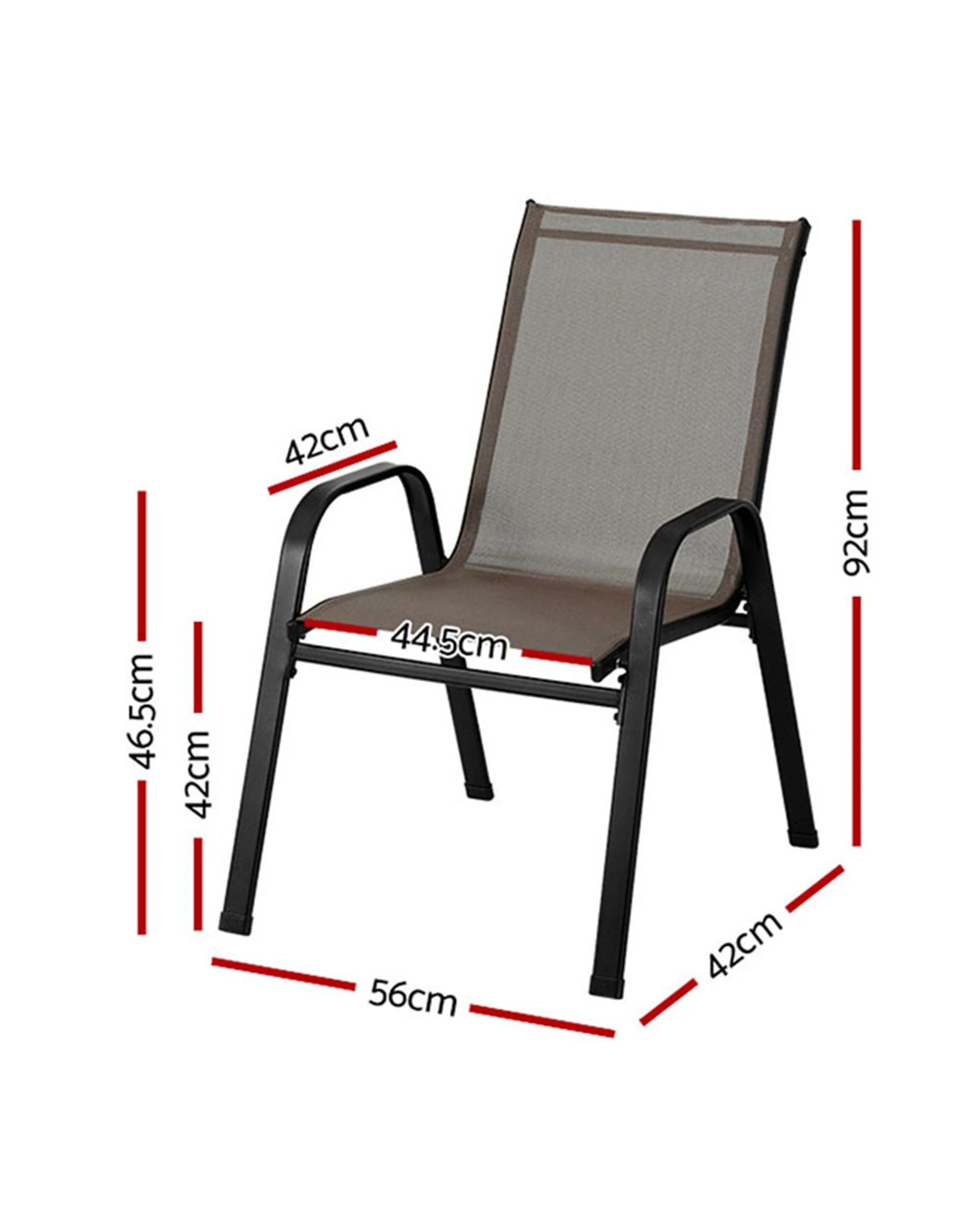2 Gardeon 6PC Outdoor Dining Chairs Stackable Lounge Chair Patio Furniture
 - brown, 2 of 4
