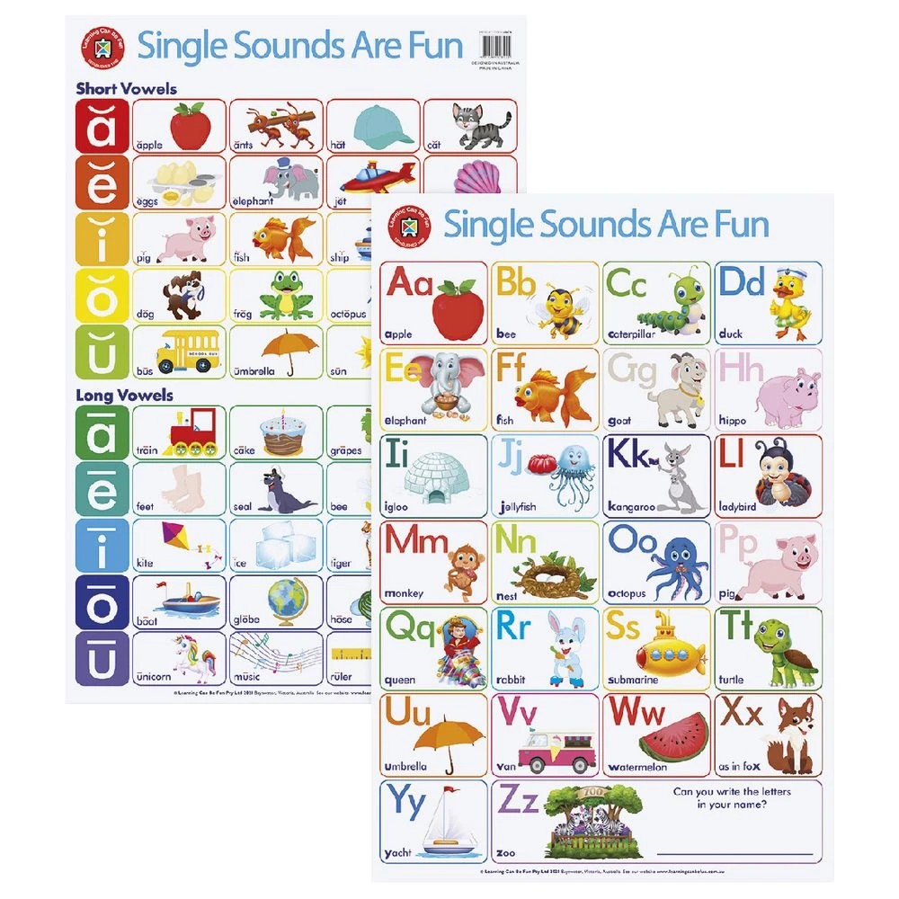 3 Learning Can Be Fun Single Sounds Are Fun Double Sided Chart, 3 of 3