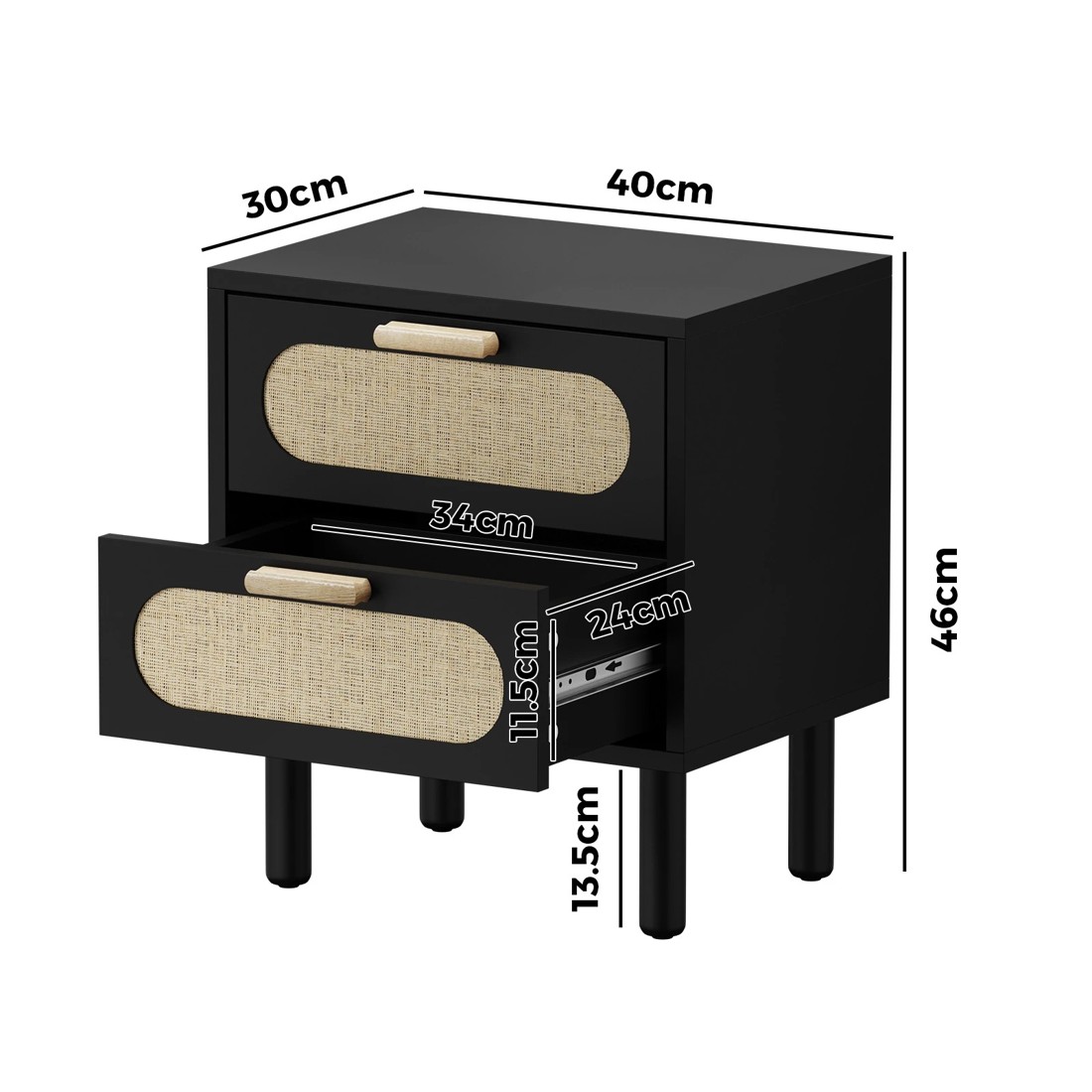 10 Oikiture Bedside Table Drawers Side End Tables Storage Nightstand
 - Black, 10 of 10