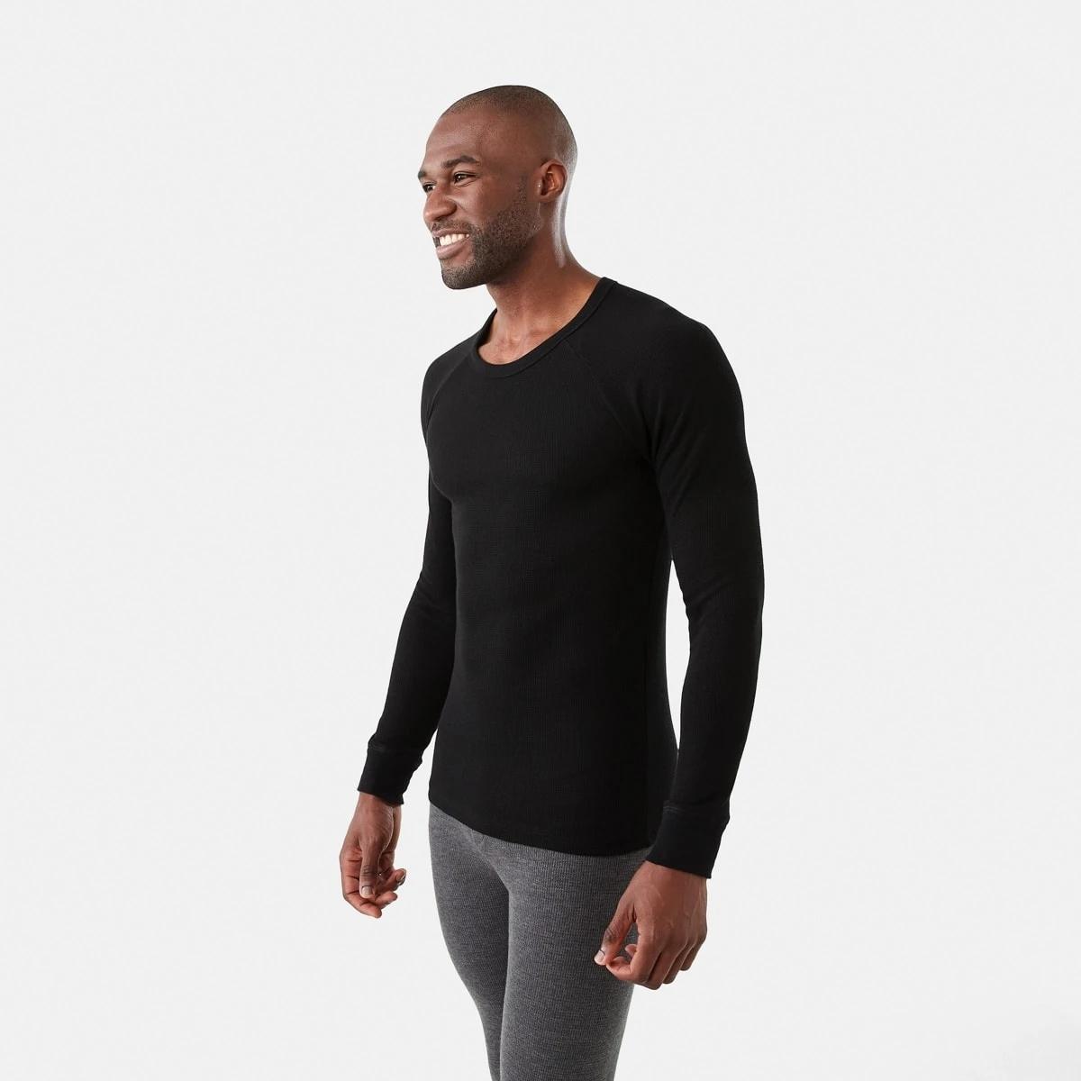 2 Long Sleeve Mini Waffle Thermal Top Black, 2 of 5