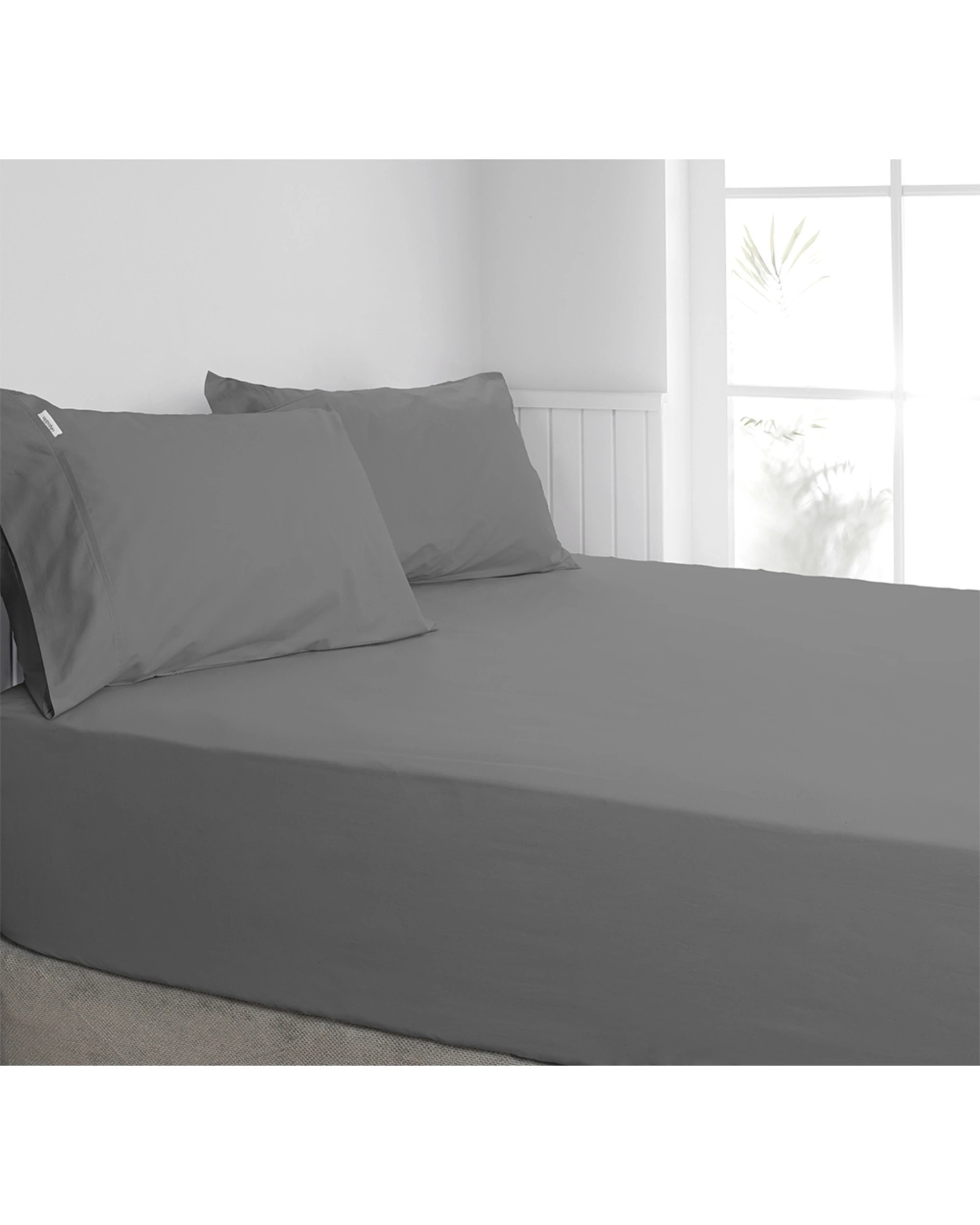 1 Algodon Combo 300TC Cotton Fitted Bed Bedding Sheet Set - Single Bed - Charcoal, 1 of 4