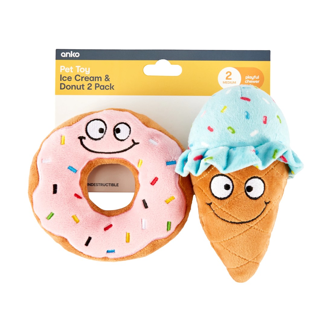3 2 Pack Ice Cream and Donut Chew Pet Toy, 3 of 3