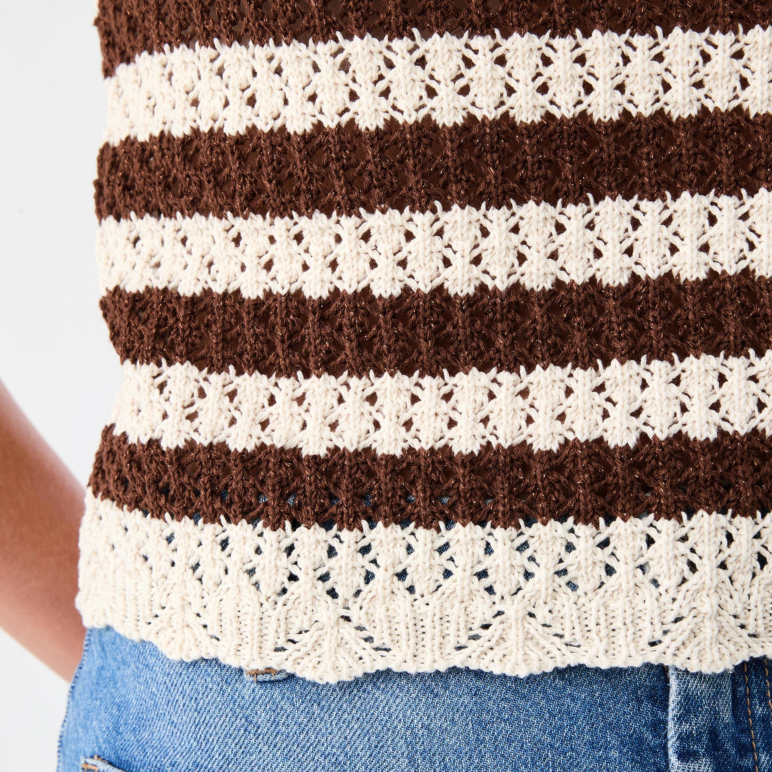 6 Square Neck Crochet Tank Choc Strp, 6 of 6
