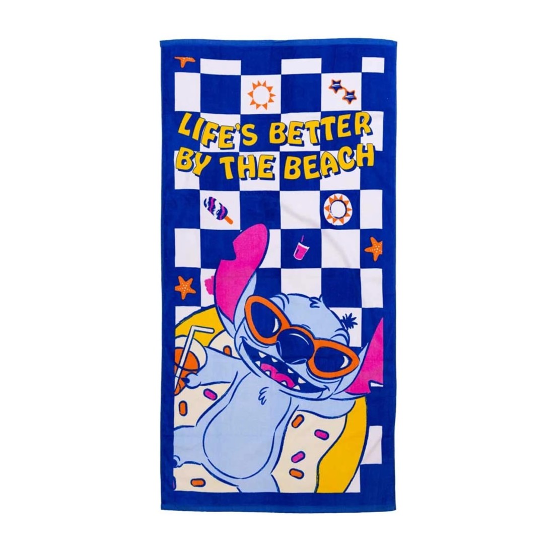 1 Disney - Lilo & Stitch - Life's Better on the Beach Checkered Towel, 1 of 1