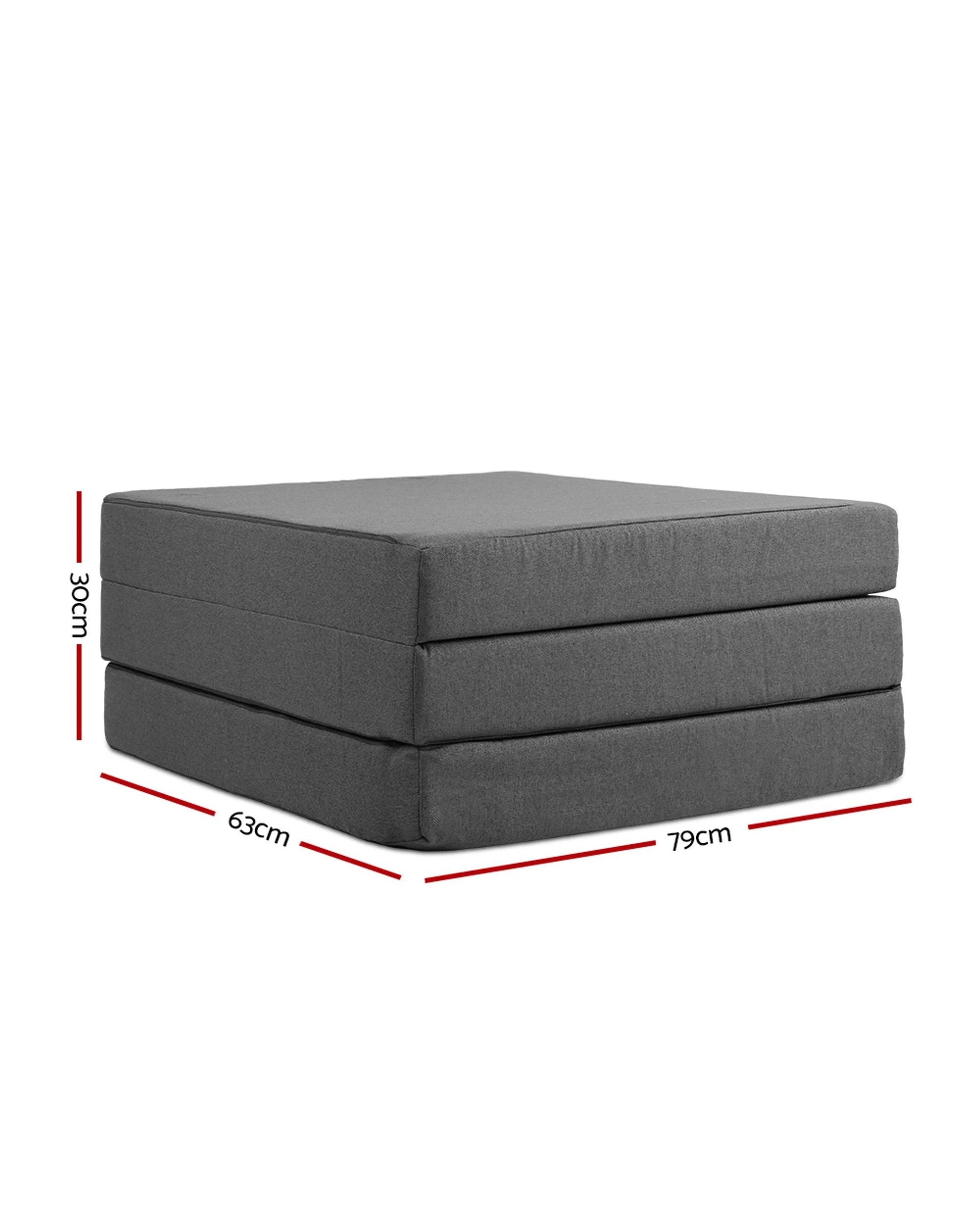 3 Giselle Bedding Foldable Mattress Folding Foam Bed Single - Grey, 3 of 7