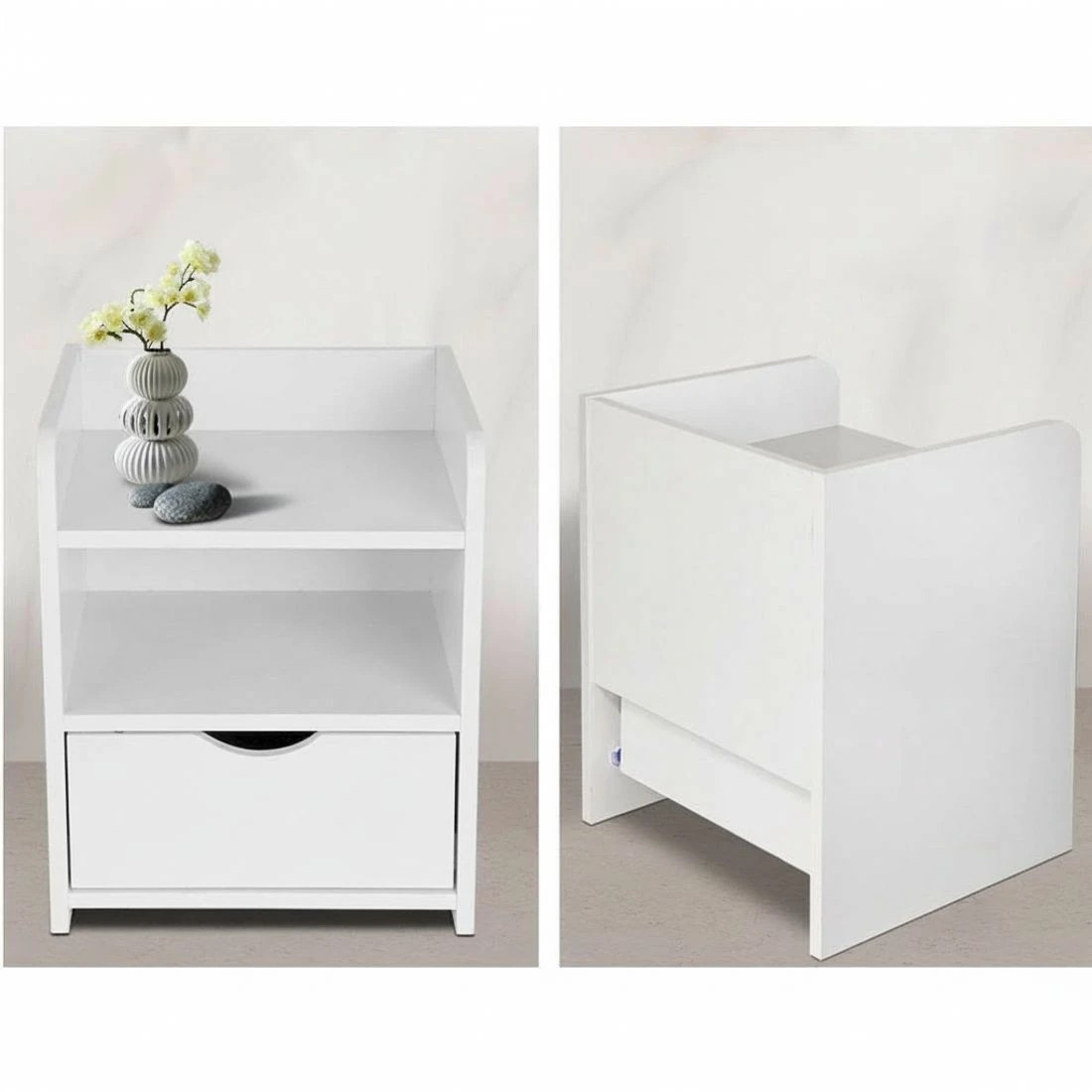 5 Artiss Bedside Table 1 Drawer with Shelf FARA - White, 5 of 9