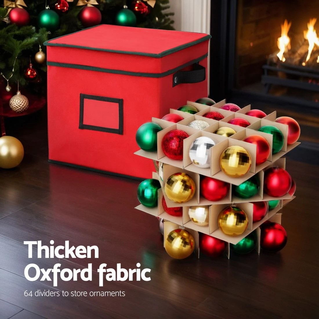 5 Jingle Jollys Christmas Baubles Storage Box 64 Dividers Xmas Ornaments Container
 - Red, 5 of 7
