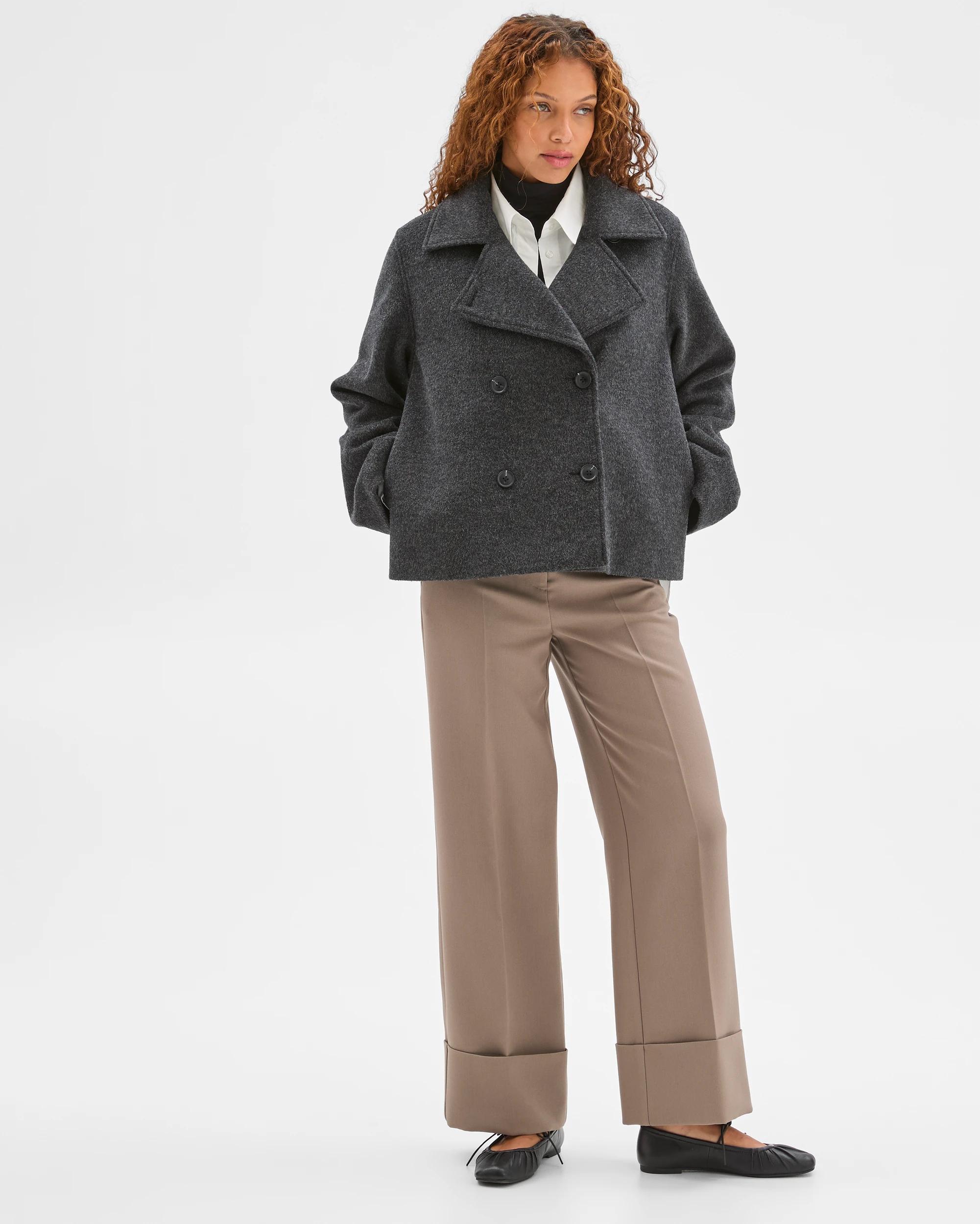 1 Preview Double Breasted Short Coat GREY, 1 of 6