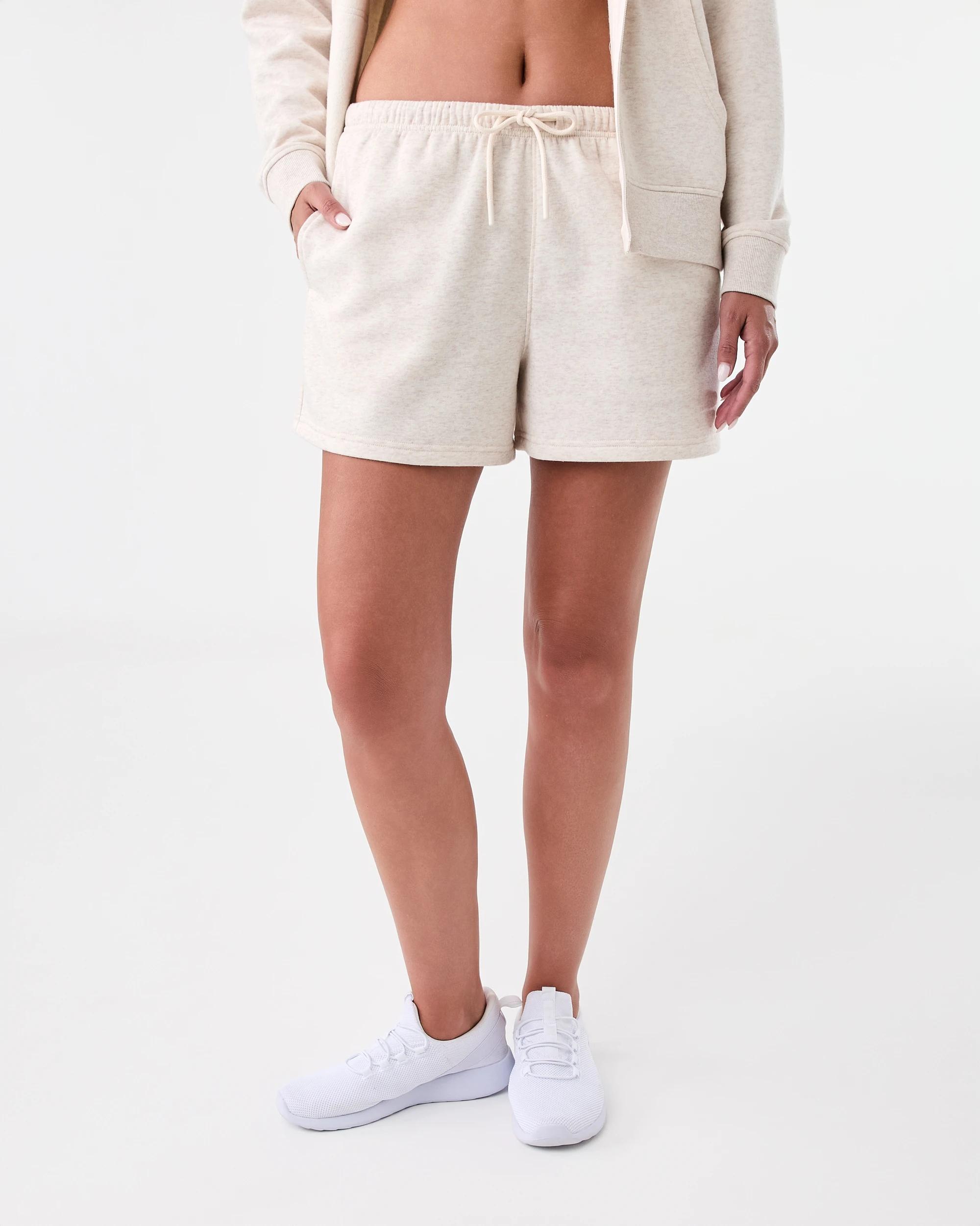 6 Active Womens Fleece Shorts Oatmeal, 6 of 6