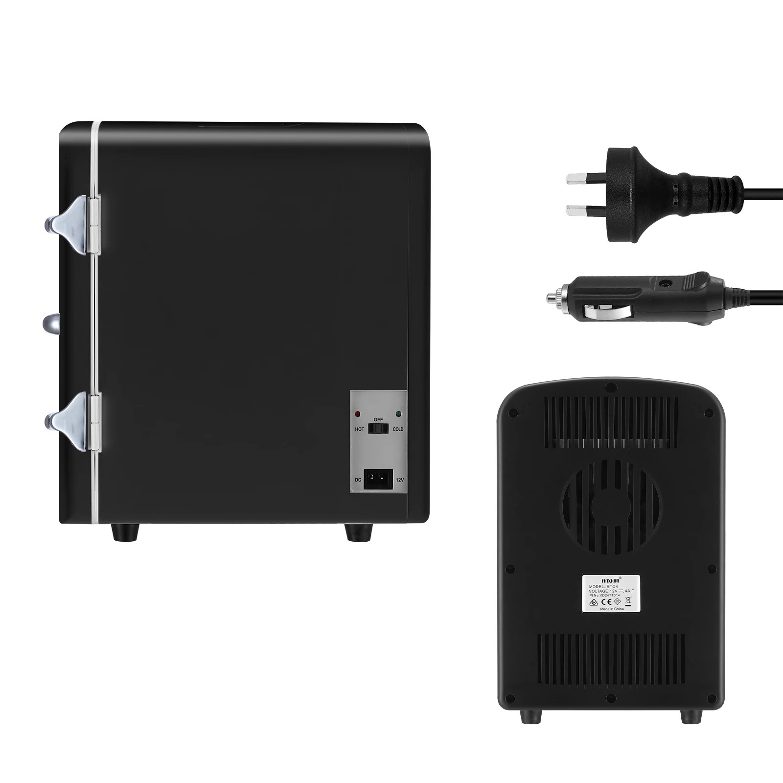 7 Maxkon Black Mini Fridge 4L 6 Can Portable Cooler Warmer Personal Countertop Refrigerator for Home Office Bar Car Drinks, 7 of 7