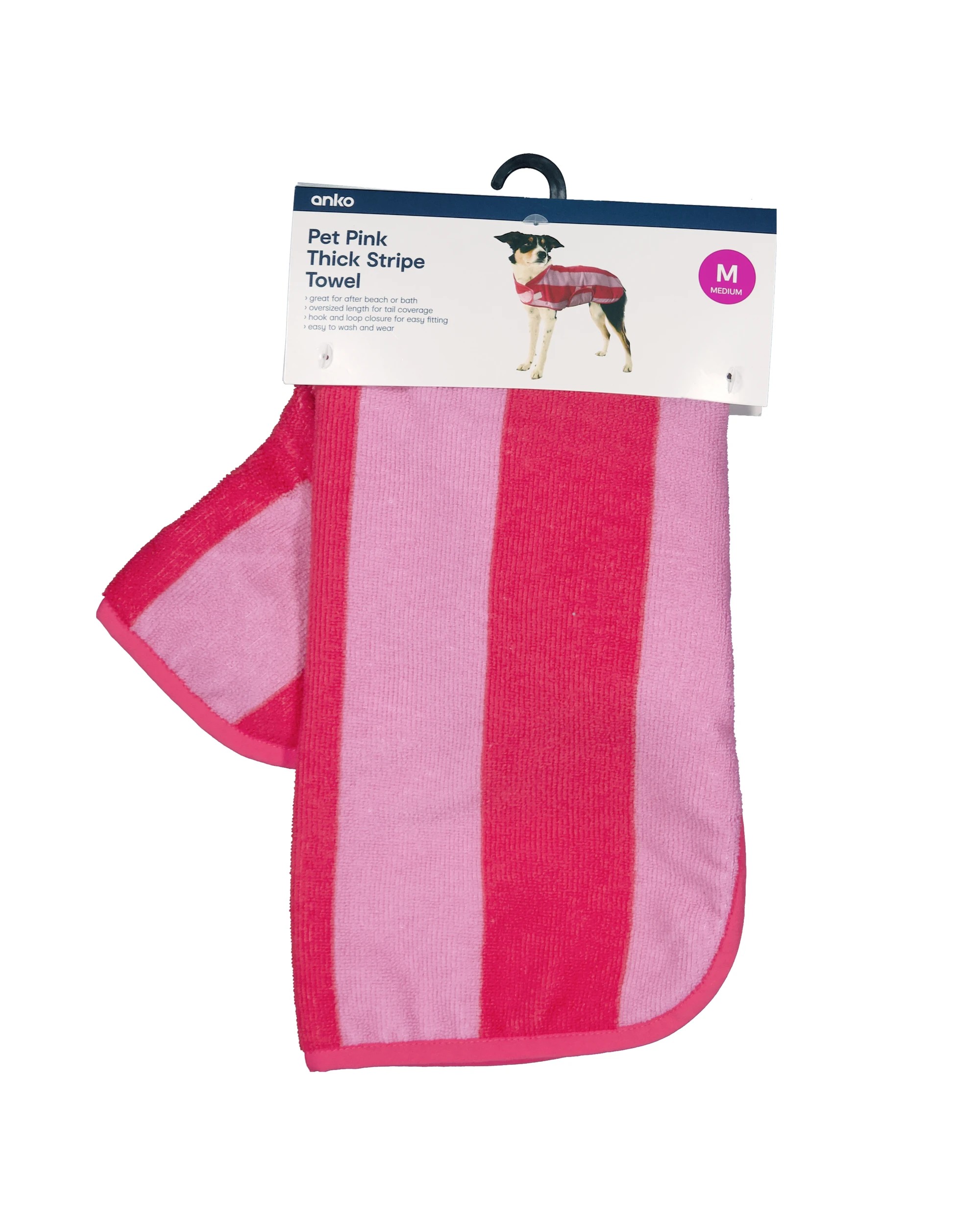 10 Pet Thick Stripe Towel - Medium, Pink, 10 of 10