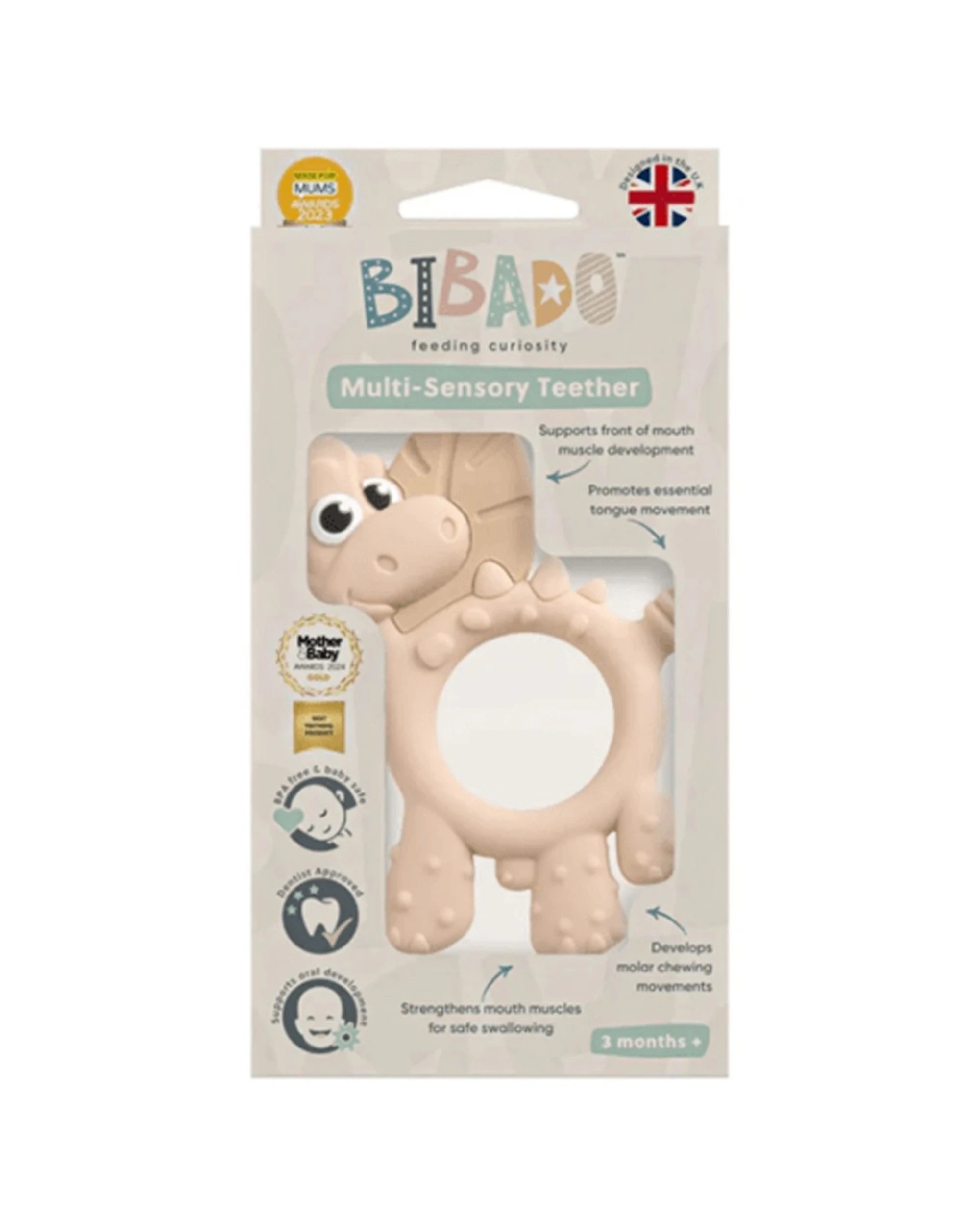 2 Bibado Teething Toy Dotty The Dinosaur Multi-Sensory Baby Teether - Yellow, 2 of 2