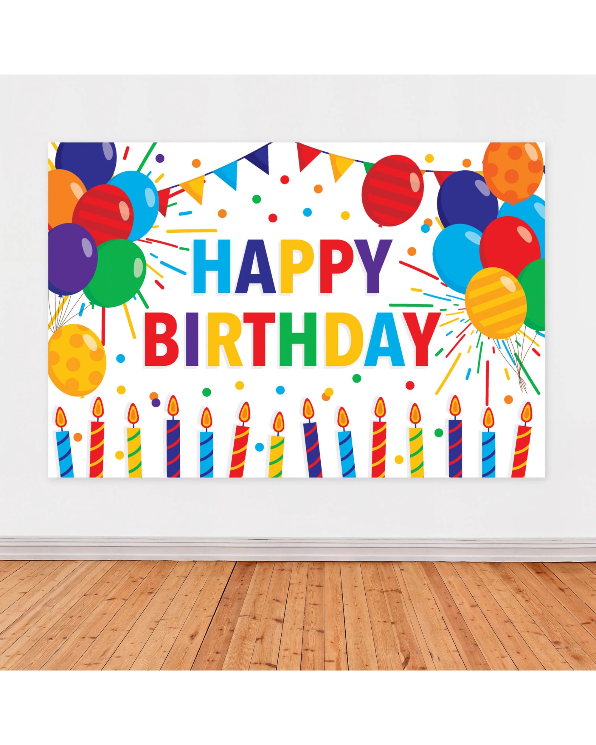1 Artwrap Happy Birthday Scene Setter Backdrop - Blue, 1 of 4