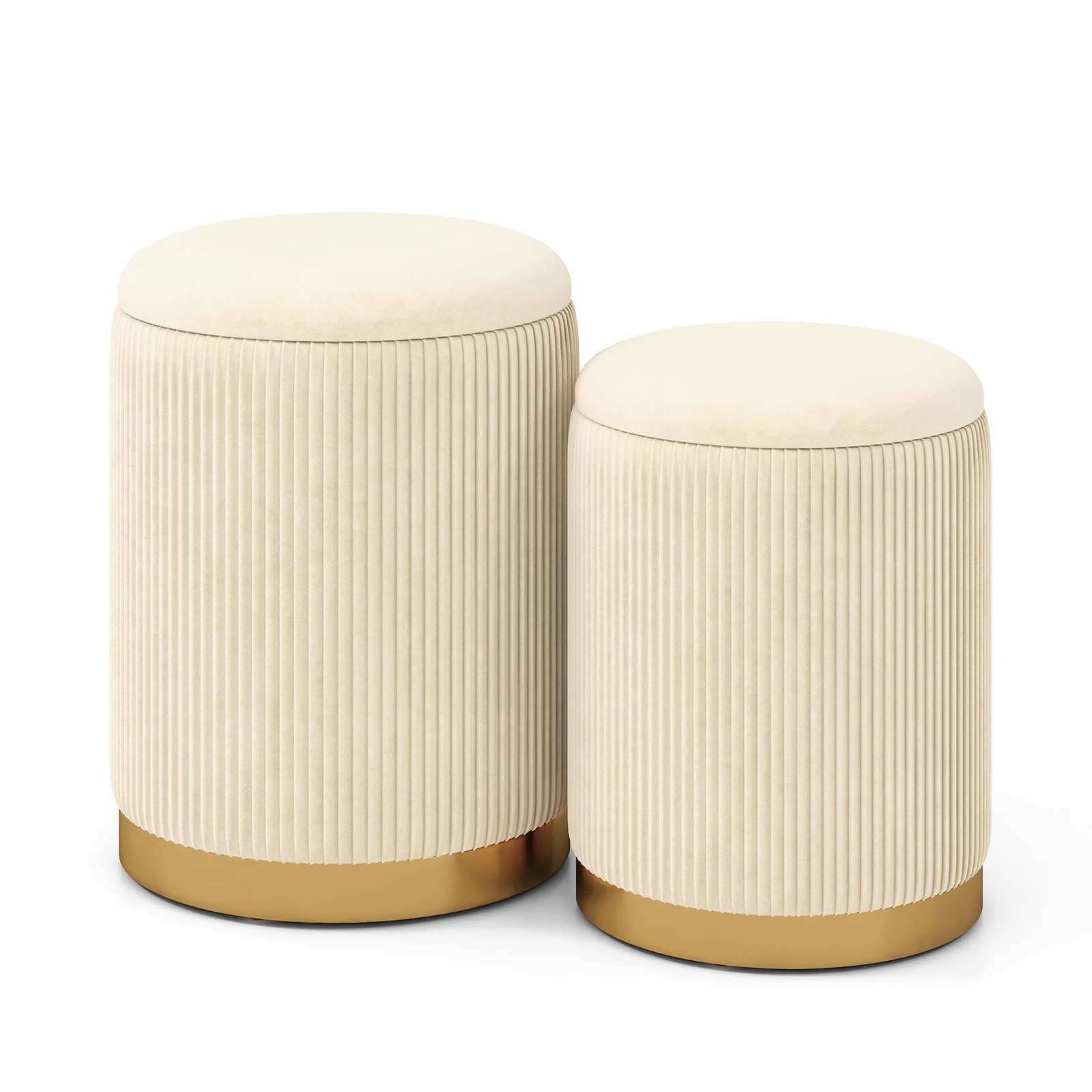 1 Costway 2PCS Storage Ottoman Vanity Stool Upholstered Chair, 1 of 3