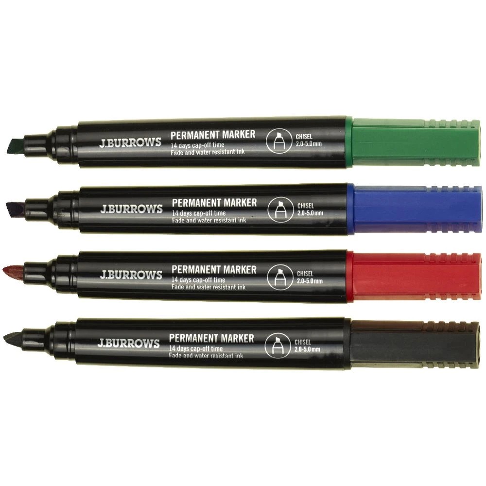 3 J.Burrows Permanent Markers Chisel Assorted 4 Pack, 3 of 3