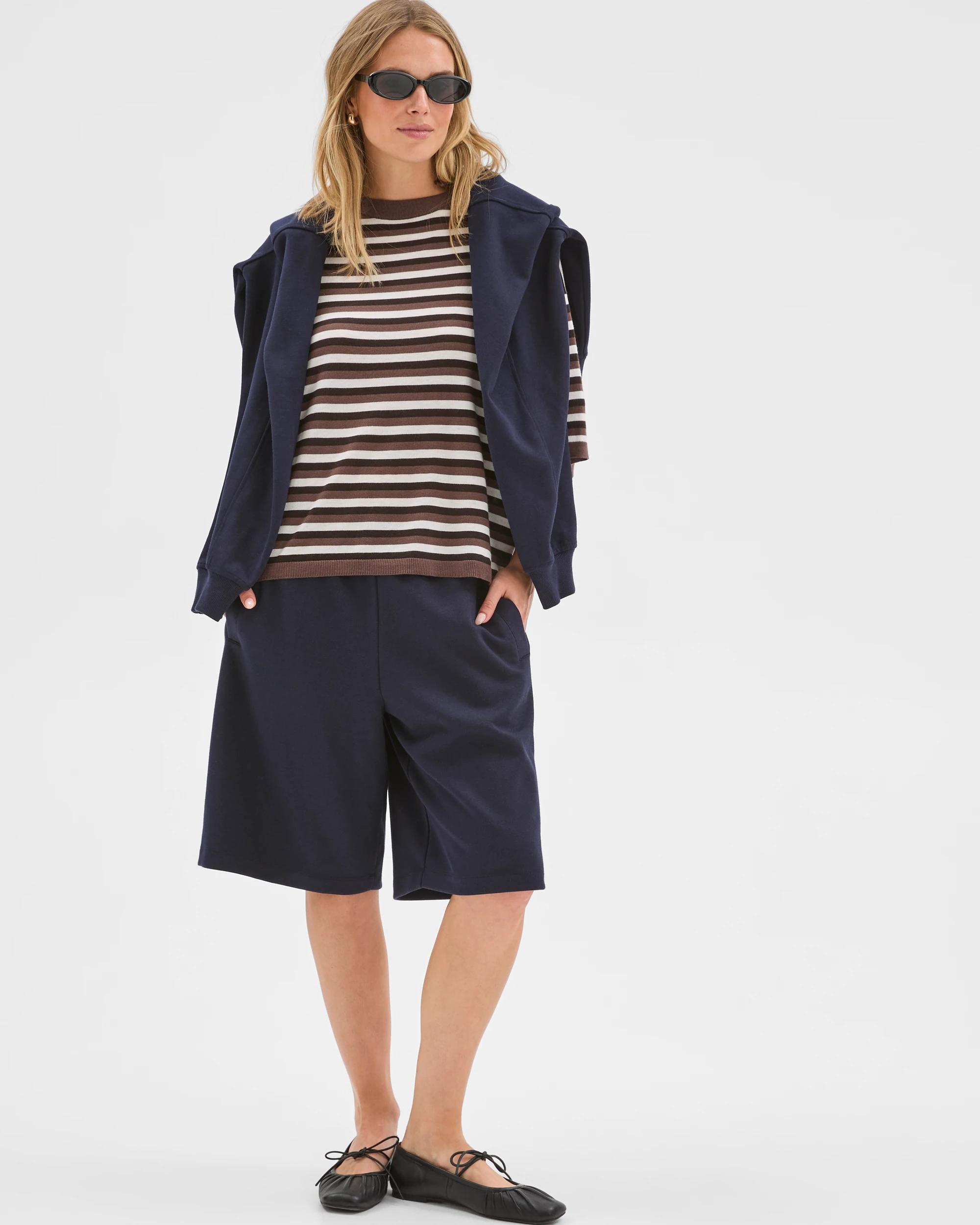 3 Lily Loves Striped Knit T-Shirt BARK, 3 of 7