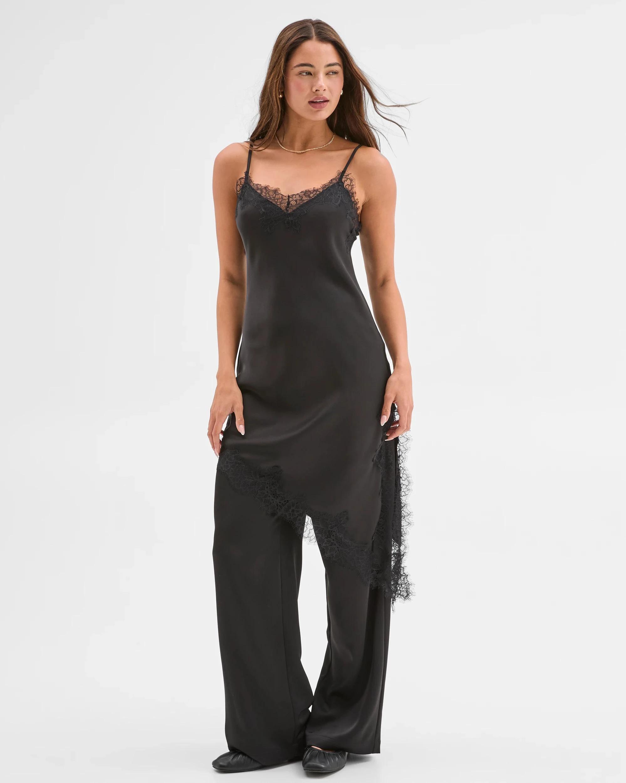 2 Lily Loves Satin Full Length Pants BLACK, 2 of 6