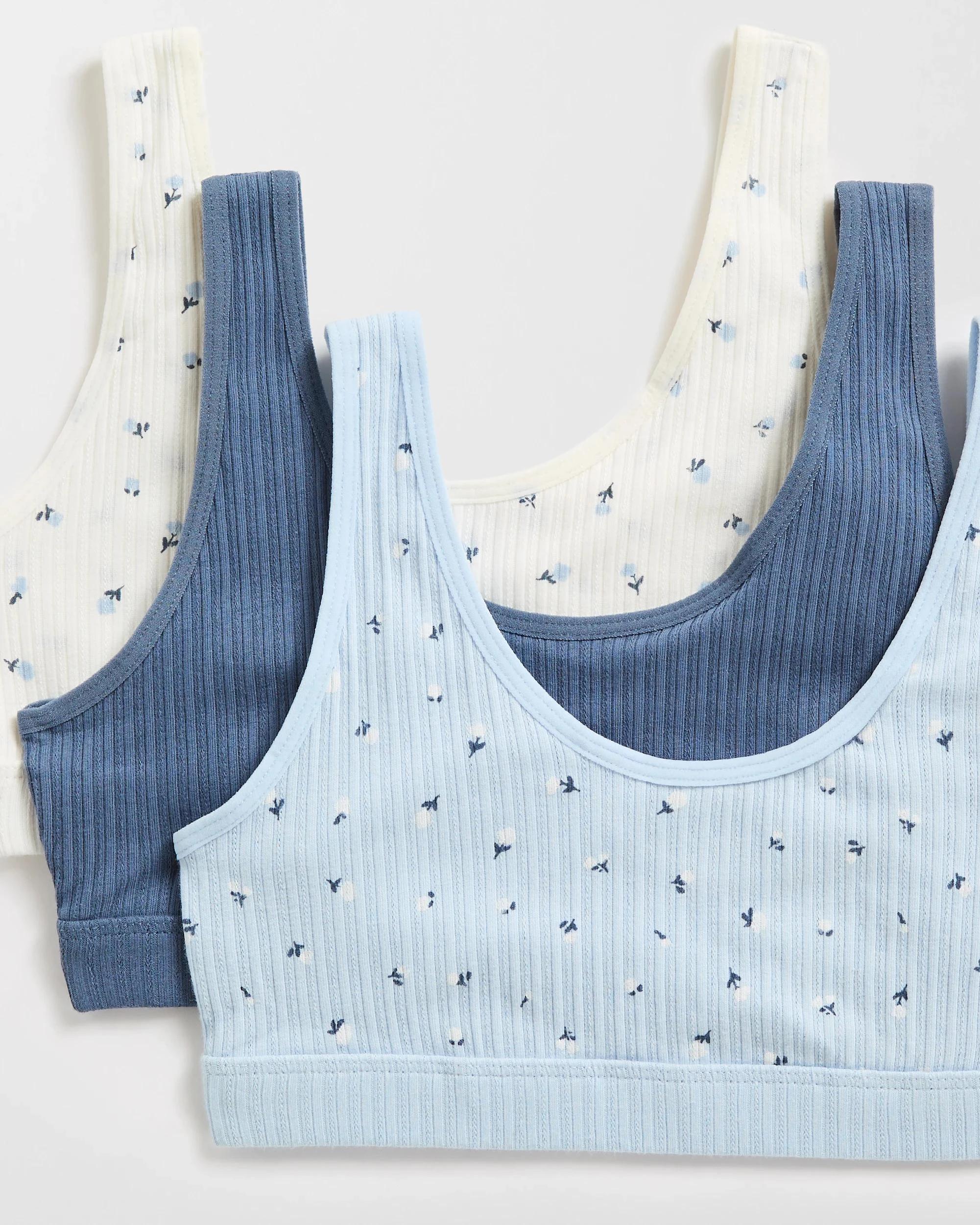 2 Australian Cotton Blend Older Girls Scoop Crops Tops 3 Pack - Maxx BLUE, 2 of 2