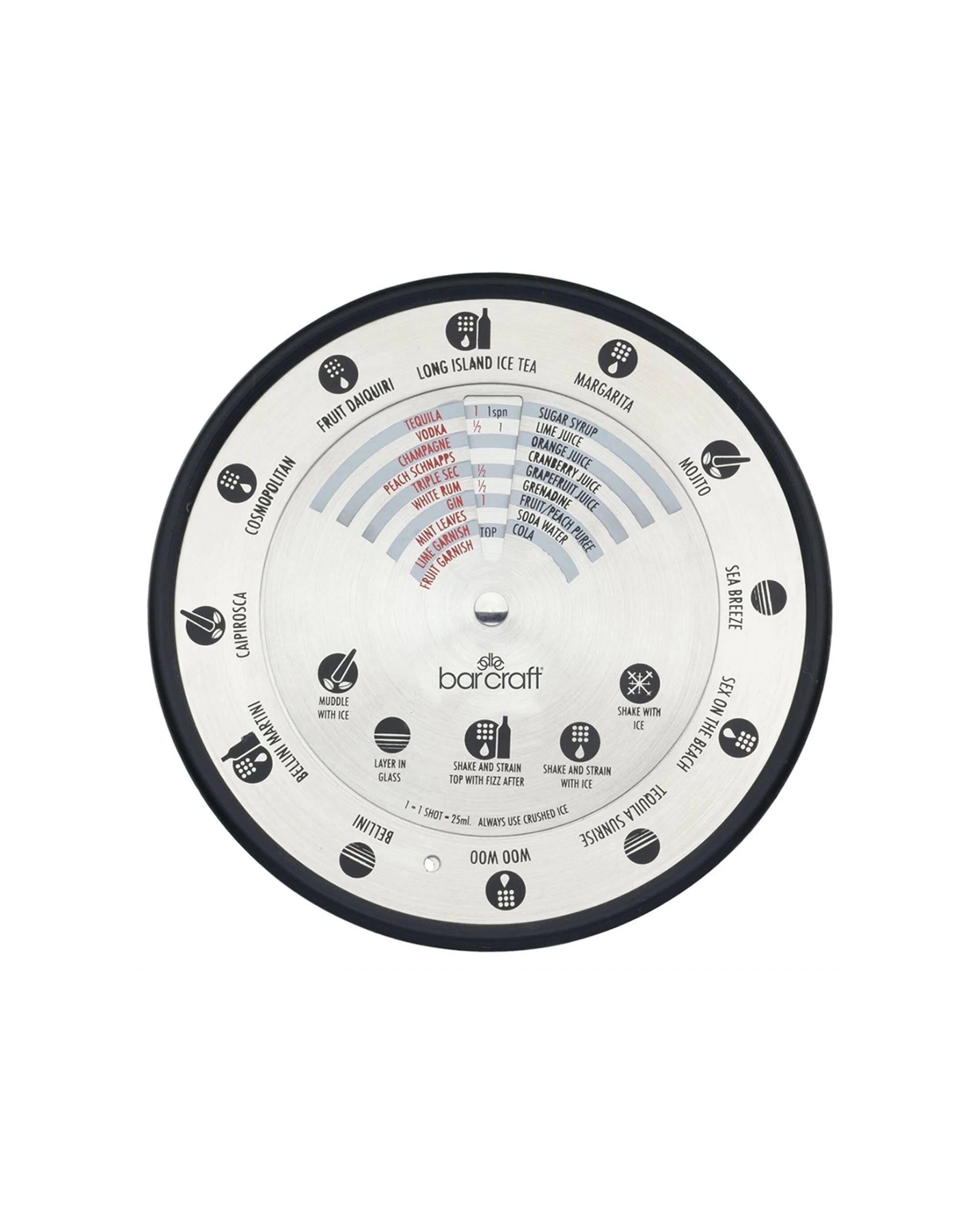 1 Barcraft Stainless Steel 14cm Cocktail Compass Round - Silver, 1 of 4