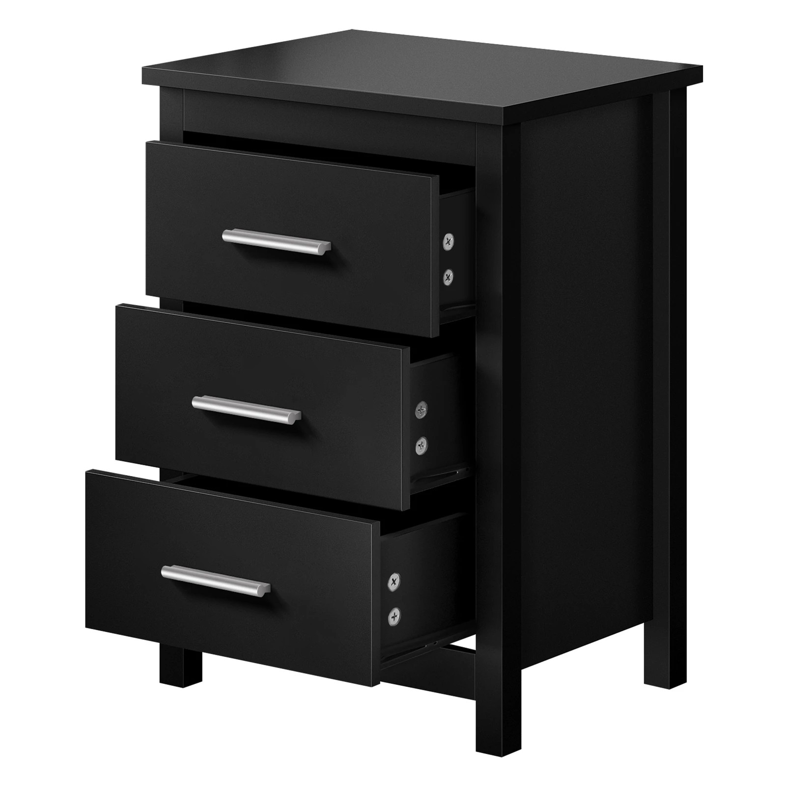 9 Alfordson 2x Bedside Table Hamo Nightstand Storage Side End 3 Drawers - Black, 9 of 10