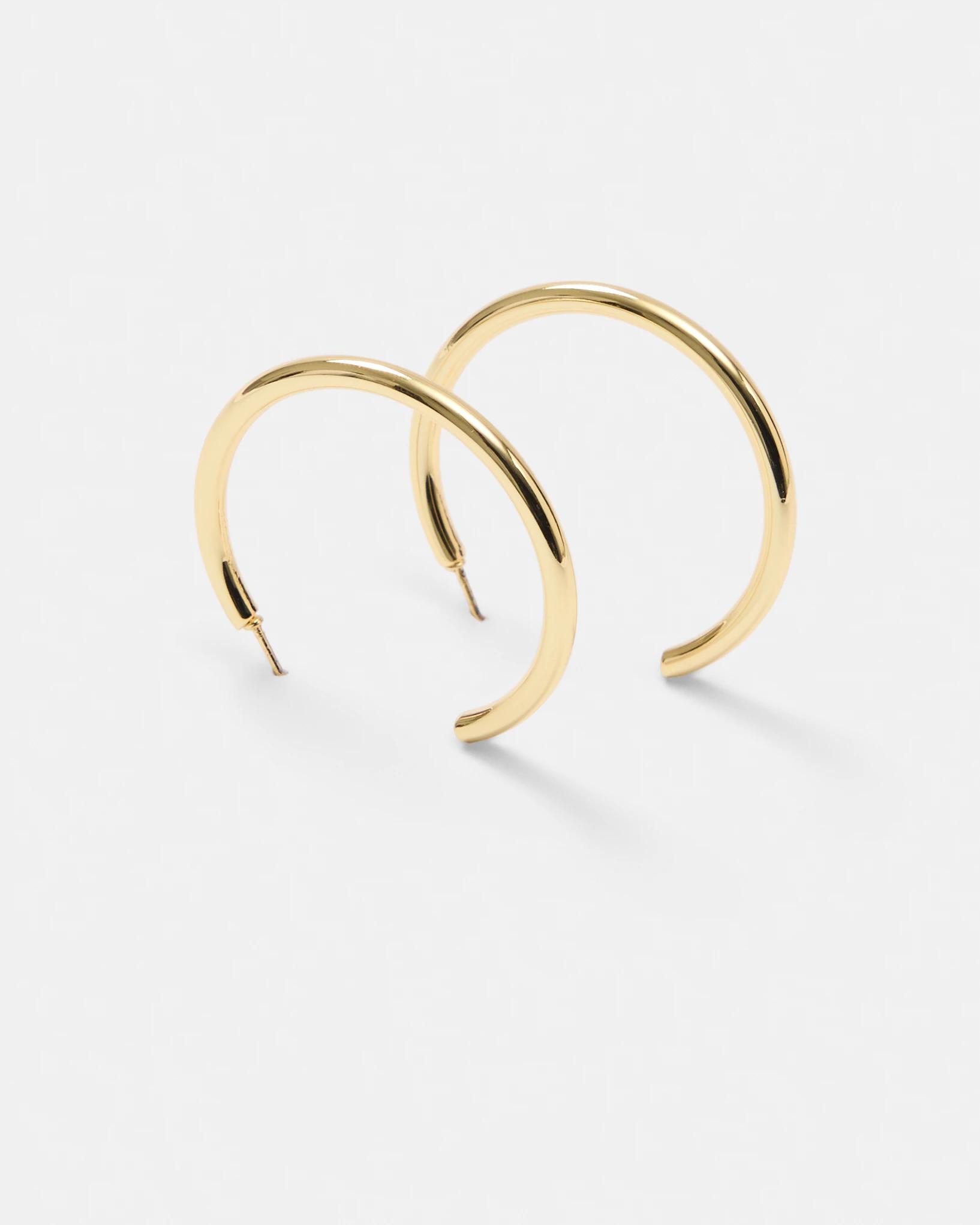 2 18K Gold Plated Plain Hoop Earrings Gold, 2 of 5
