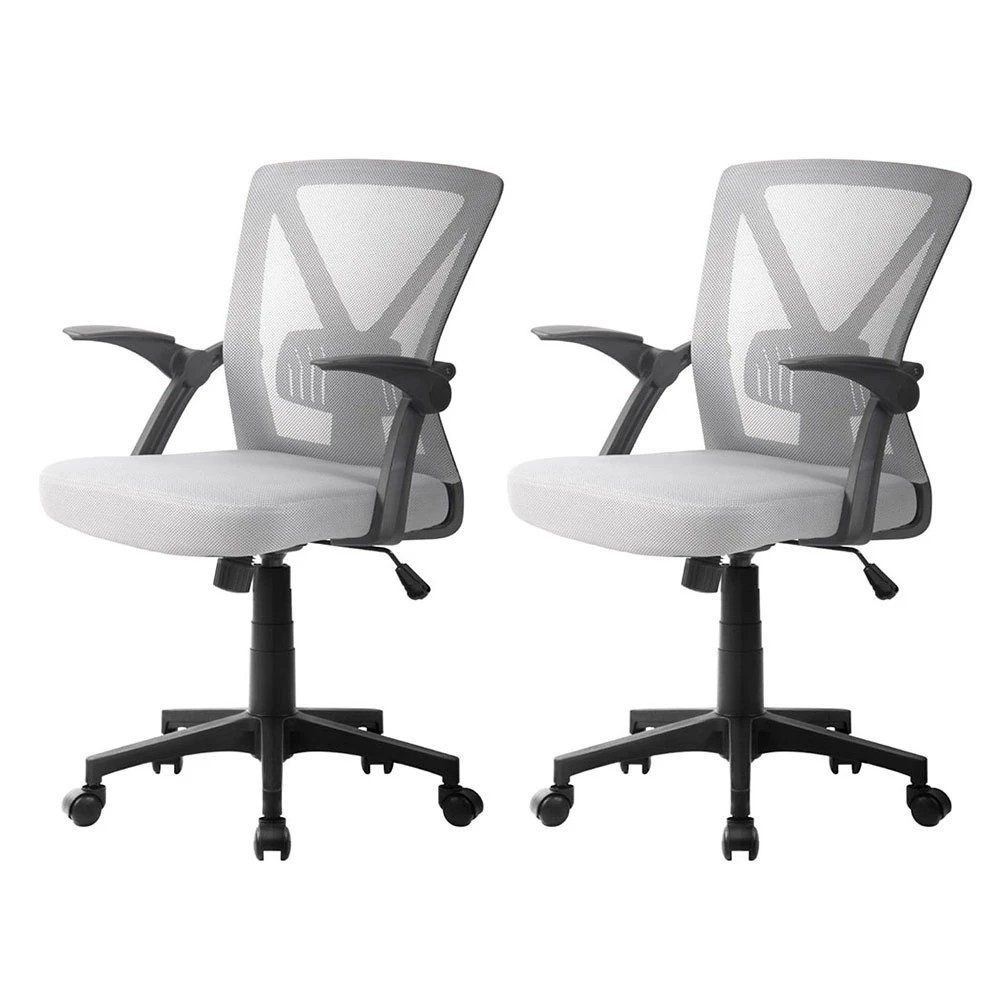 1 Artiss 2x Mesh Office Chair Mid Back - Grey, 1 of 6