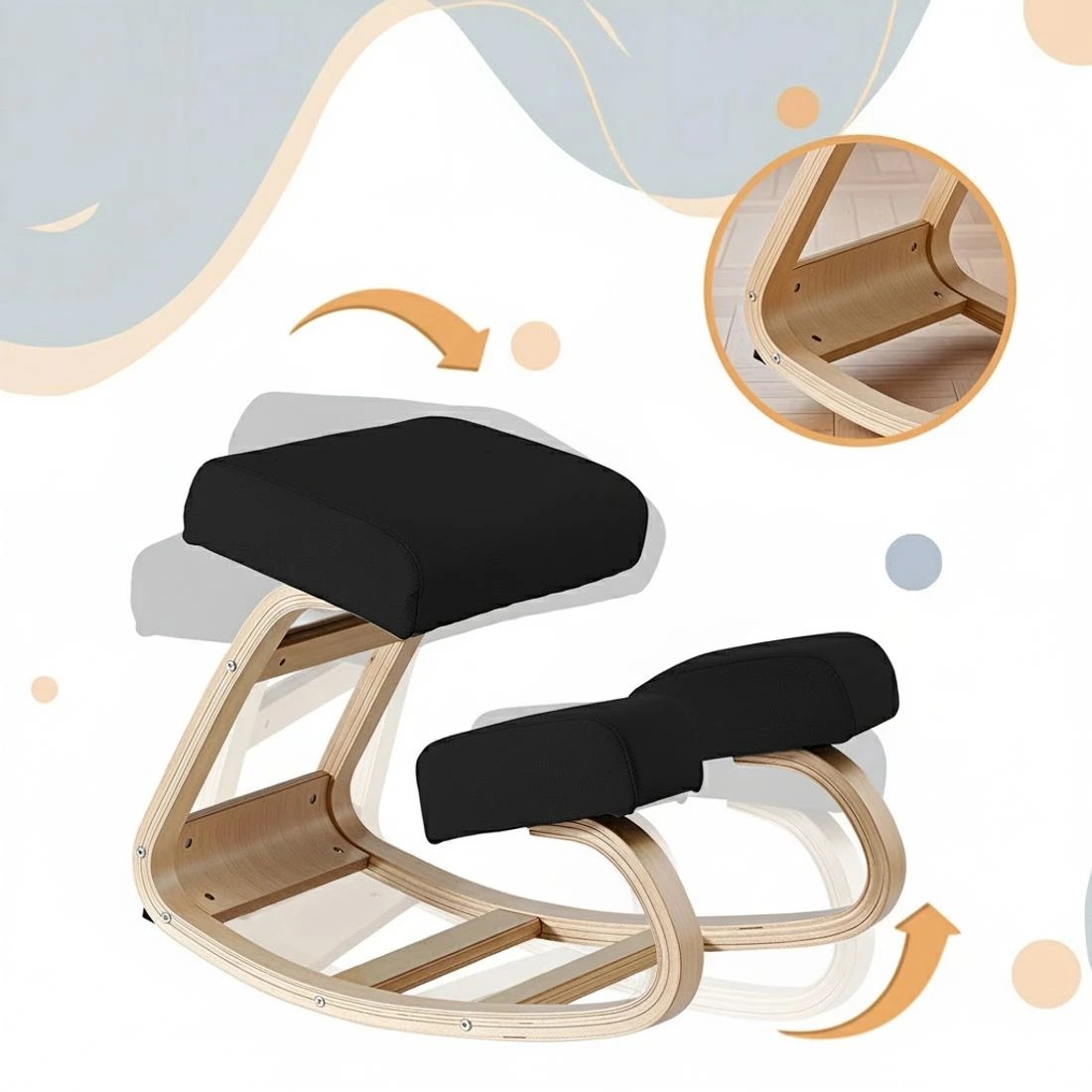 8 Artiss Kneeling Chair w/ Memory Foam, Ergonomic Posture Stool for Office/Gaming, 120kg - Black, 8 of 8