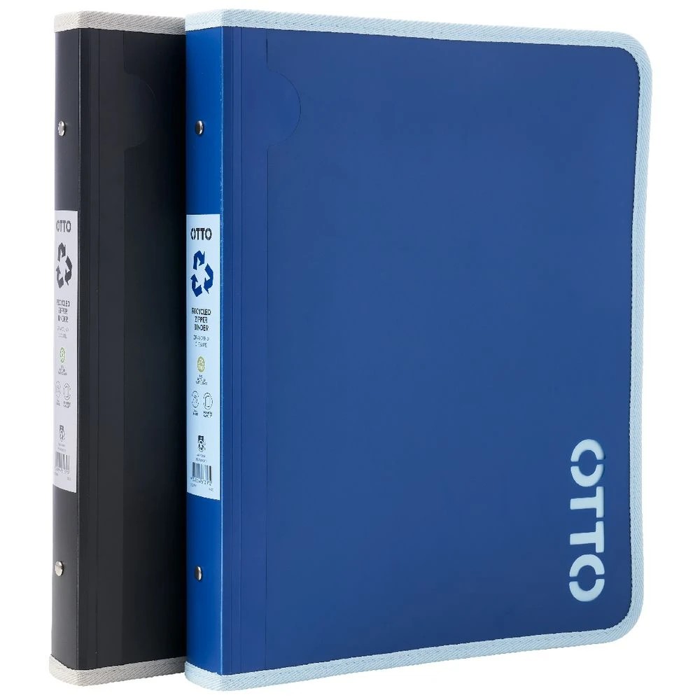 5 Otto A4 2 D-Ring Zipper Binder 25mm Navy, 5 of 5