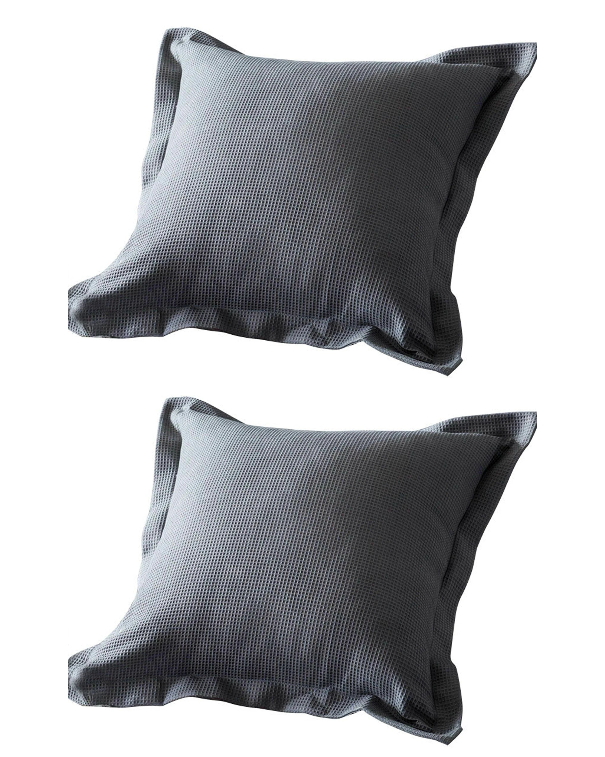 1 Cotton More 2pc Waffle European Cushion Cover Set 100% Cotton 65x65cm - Grey, 1 of 3
