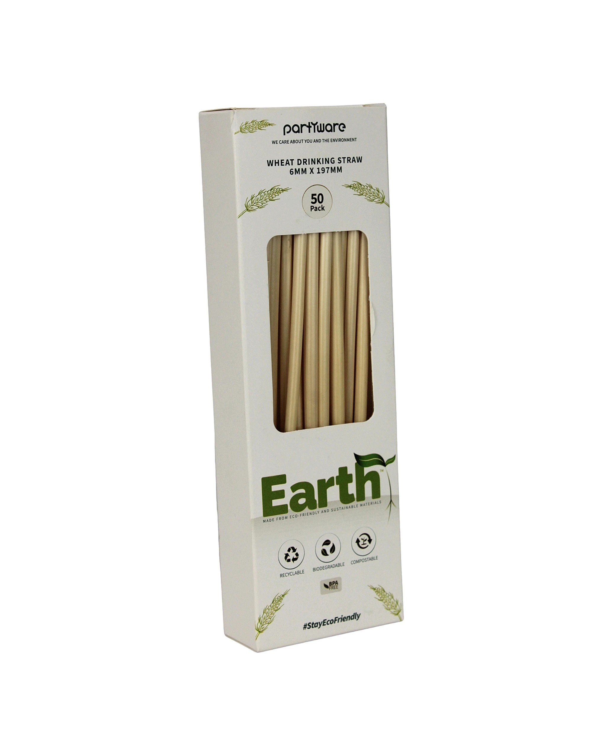2 Partyware Earth Eco Straws Pack of 50 - Natural, 2 of 3