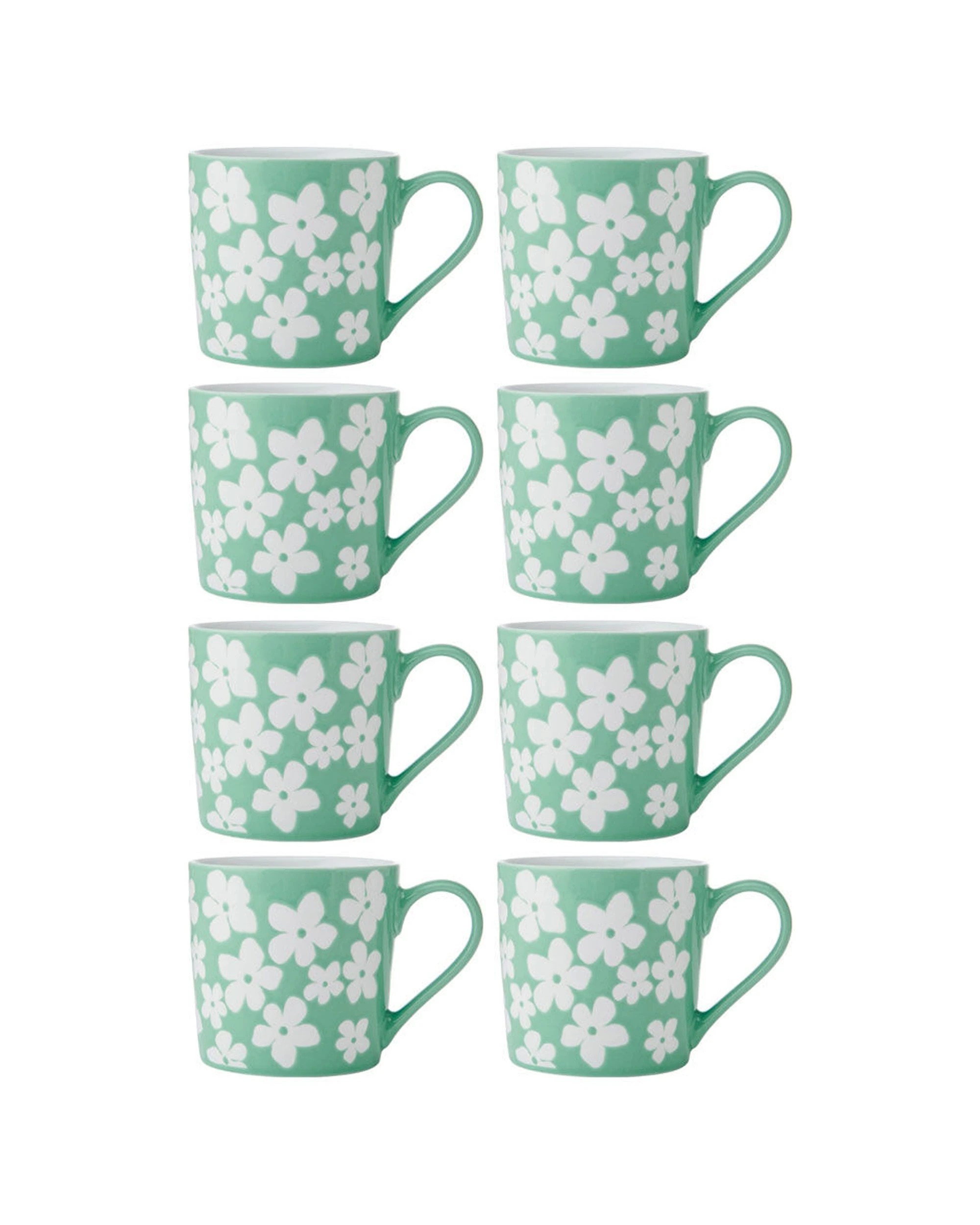 1 Mikasa 8PK Wax Resist Flower Coffee Mug Cup 360ml - Blue, 1 of 8