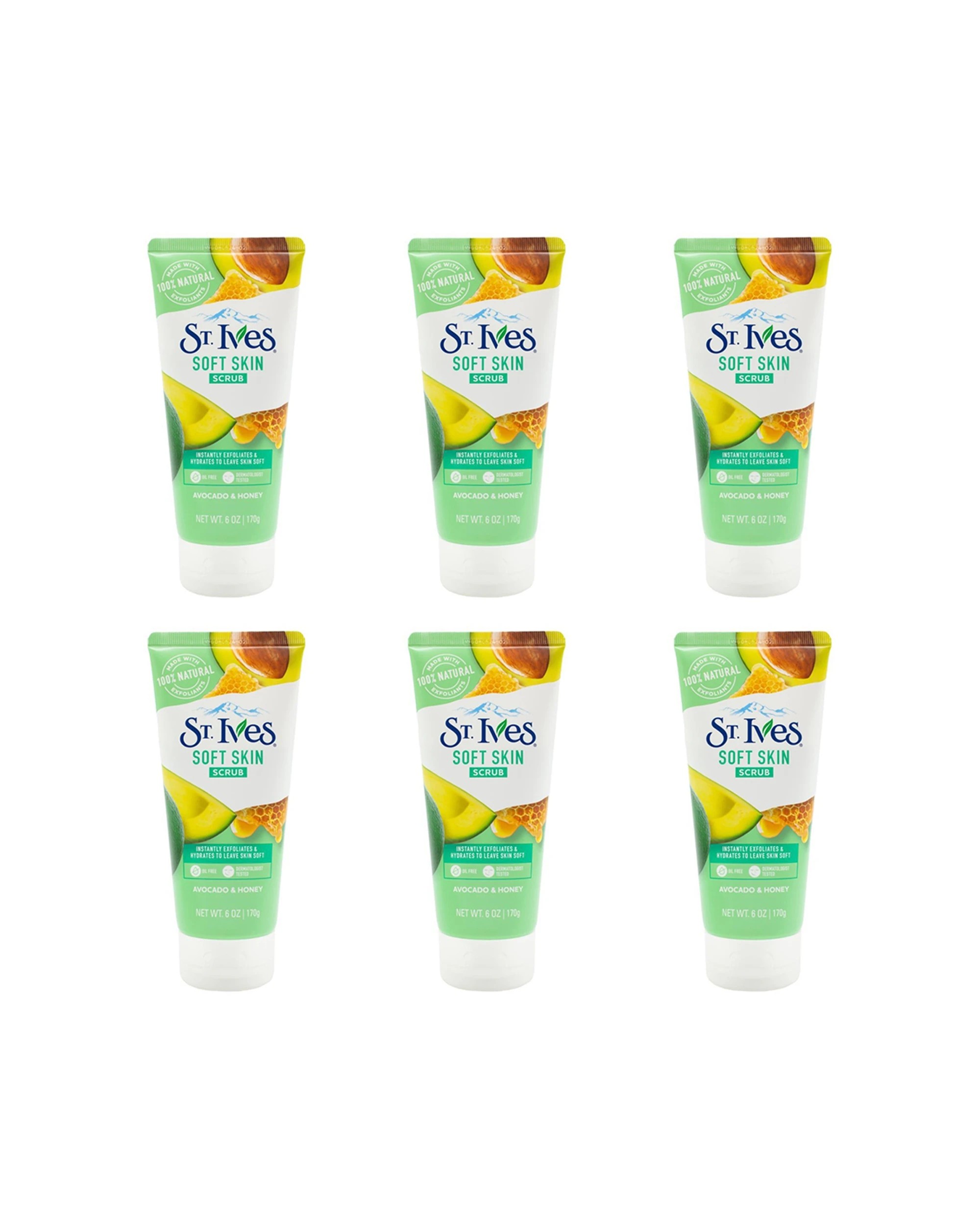 1 ST IVES 6PK Soft Skin Scrub Facial Cleanser Avocado Honey 170g - Green, 1 of 3