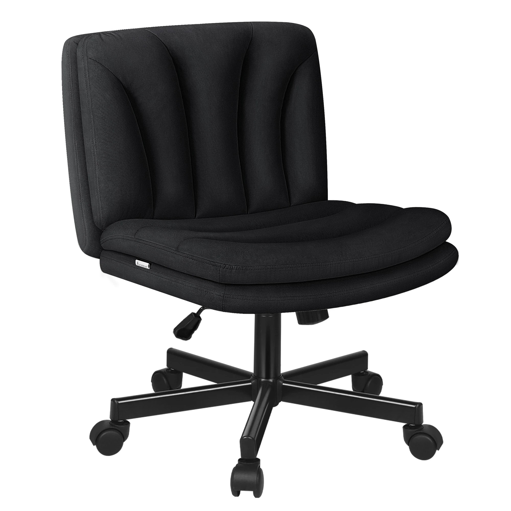 1 Alfordson Armless Office Desk Chair Mid Back Wide Seat w/ Wheels Fabric - Black, 1 of 8